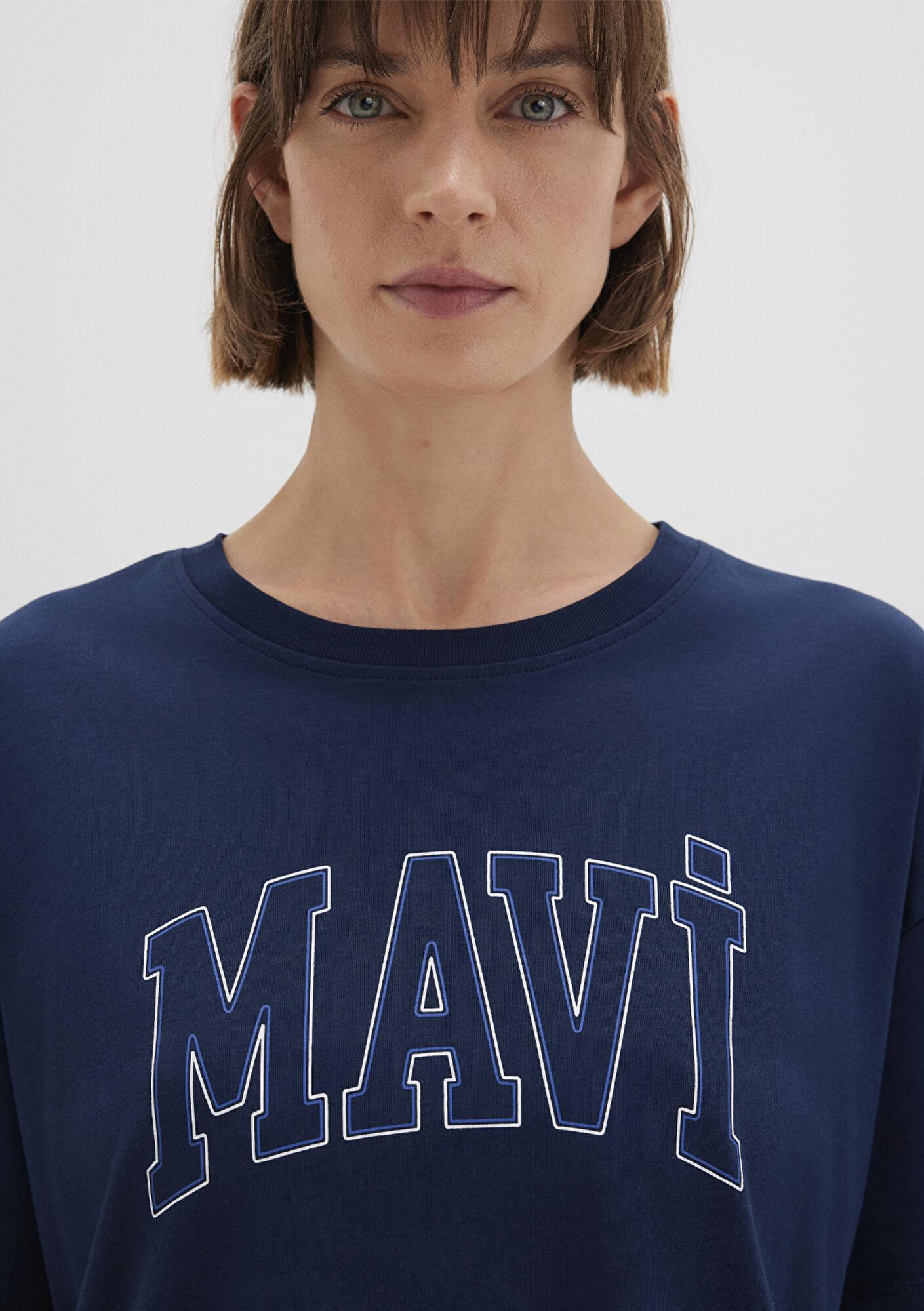 Mavi Mavi Logo Baskılı Lacivert Tişört Regular Fit / Normal Kesim 1611193-70488