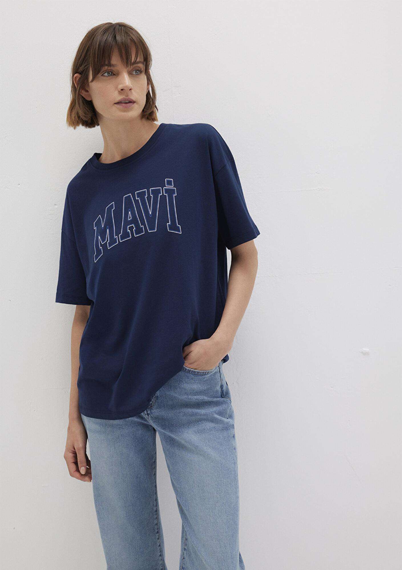 Mavi Mavi Logo Baskılı Lacivert Tişört Regular Fit / Normal Kesim 1611193-70488