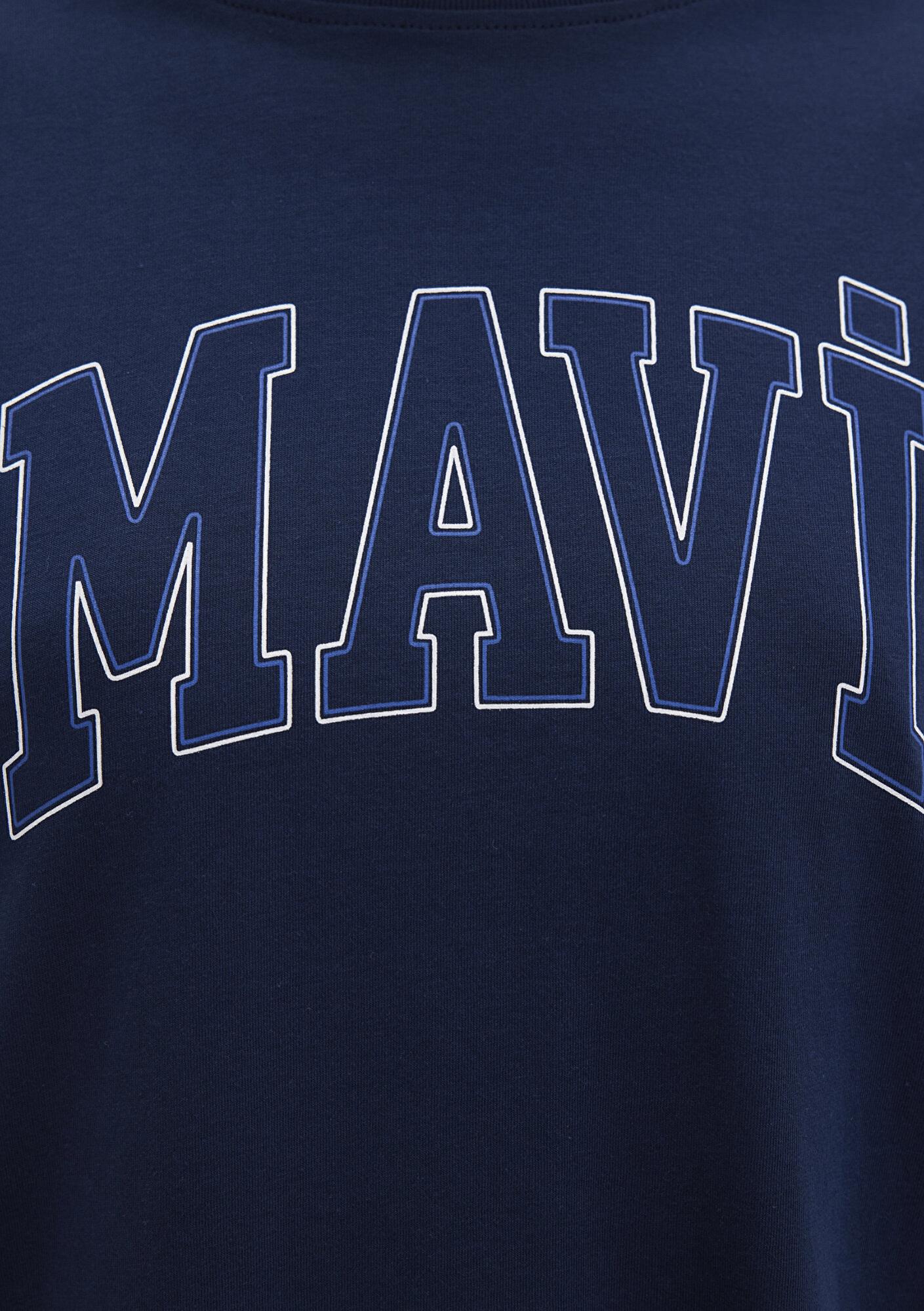 Mavi Mavi Logo Baskılı Lacivert Tişört Regular Fit / Normal Kesim 1611193-70488