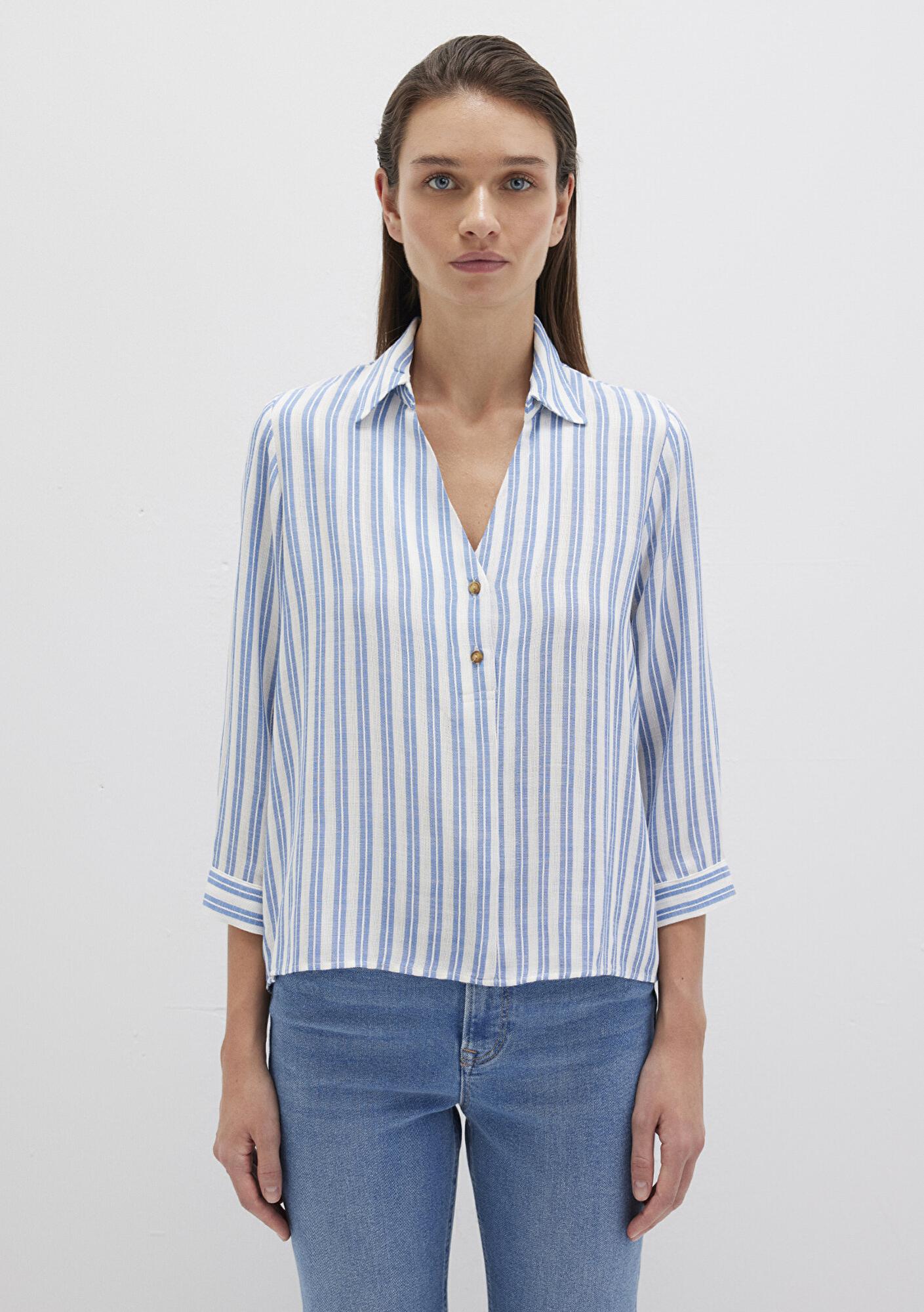 Mavi Mavi Çizgili Bluz 122400-83979
