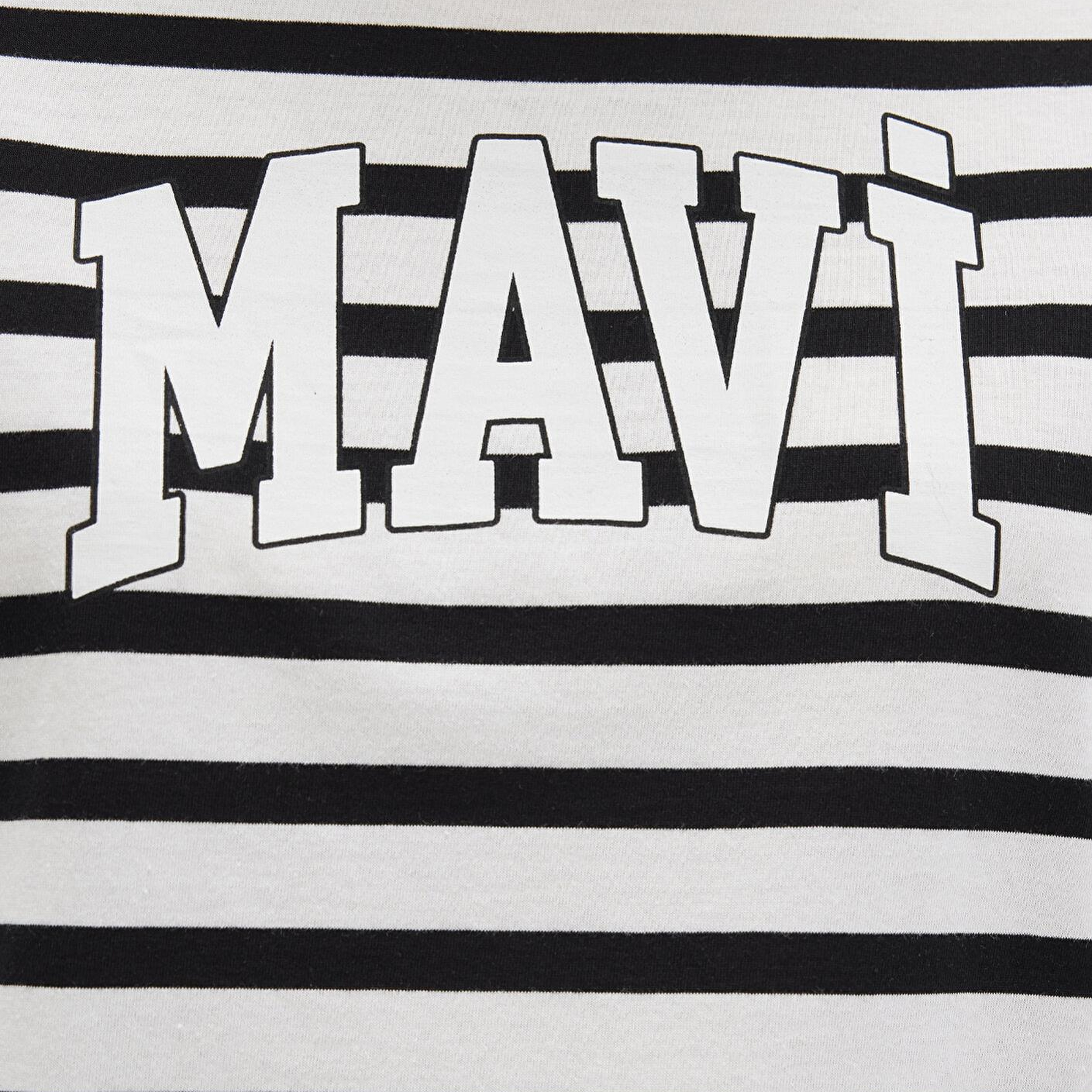 Mavi Mavi Logo Baskılı Siyah Çizgili Tişört Regular Fit / Normal Kesim 1611360-84041