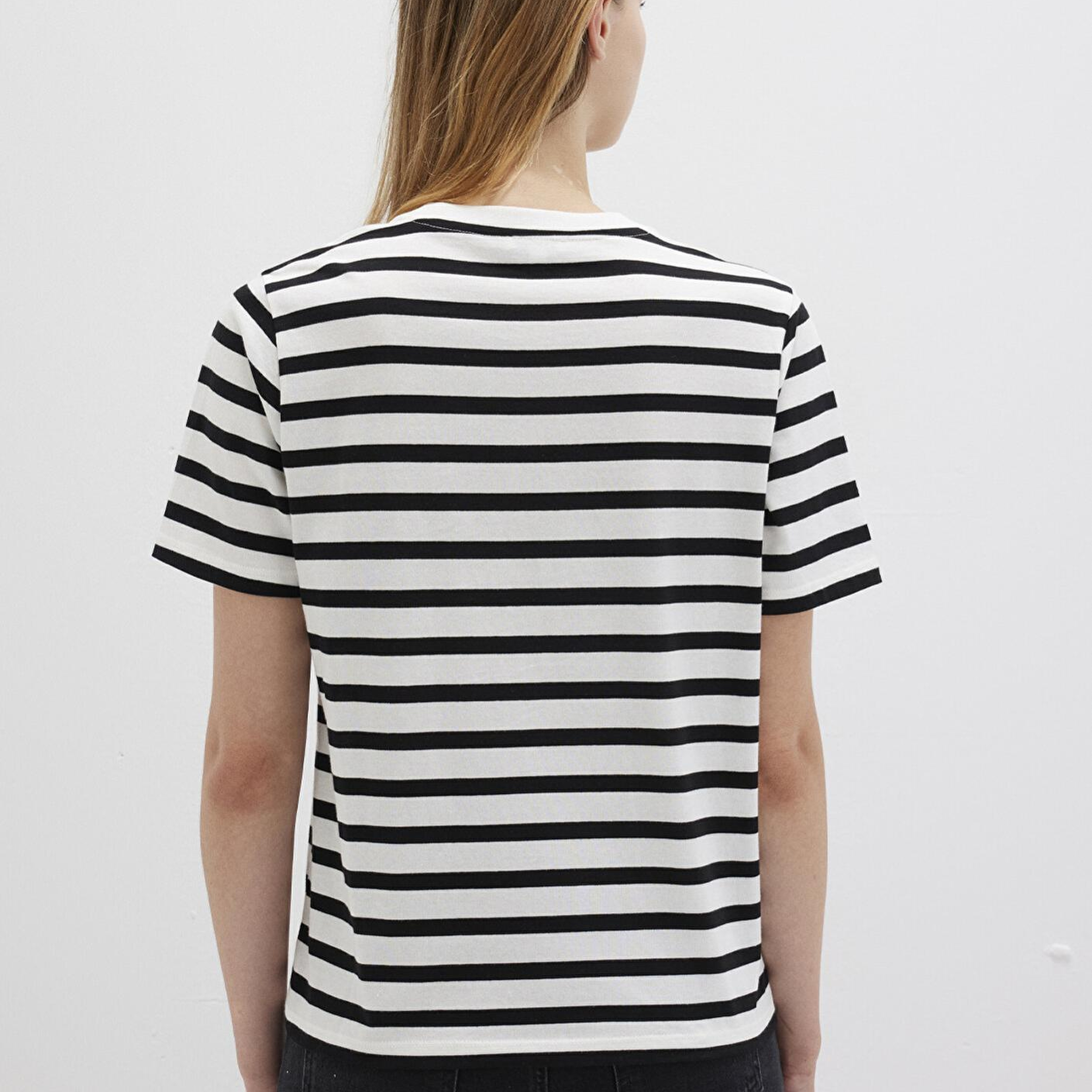 Mavi Mavi Logo Baskılı Siyah Çizgili Tişört Regular Fit / Normal Kesim 1611360-84041