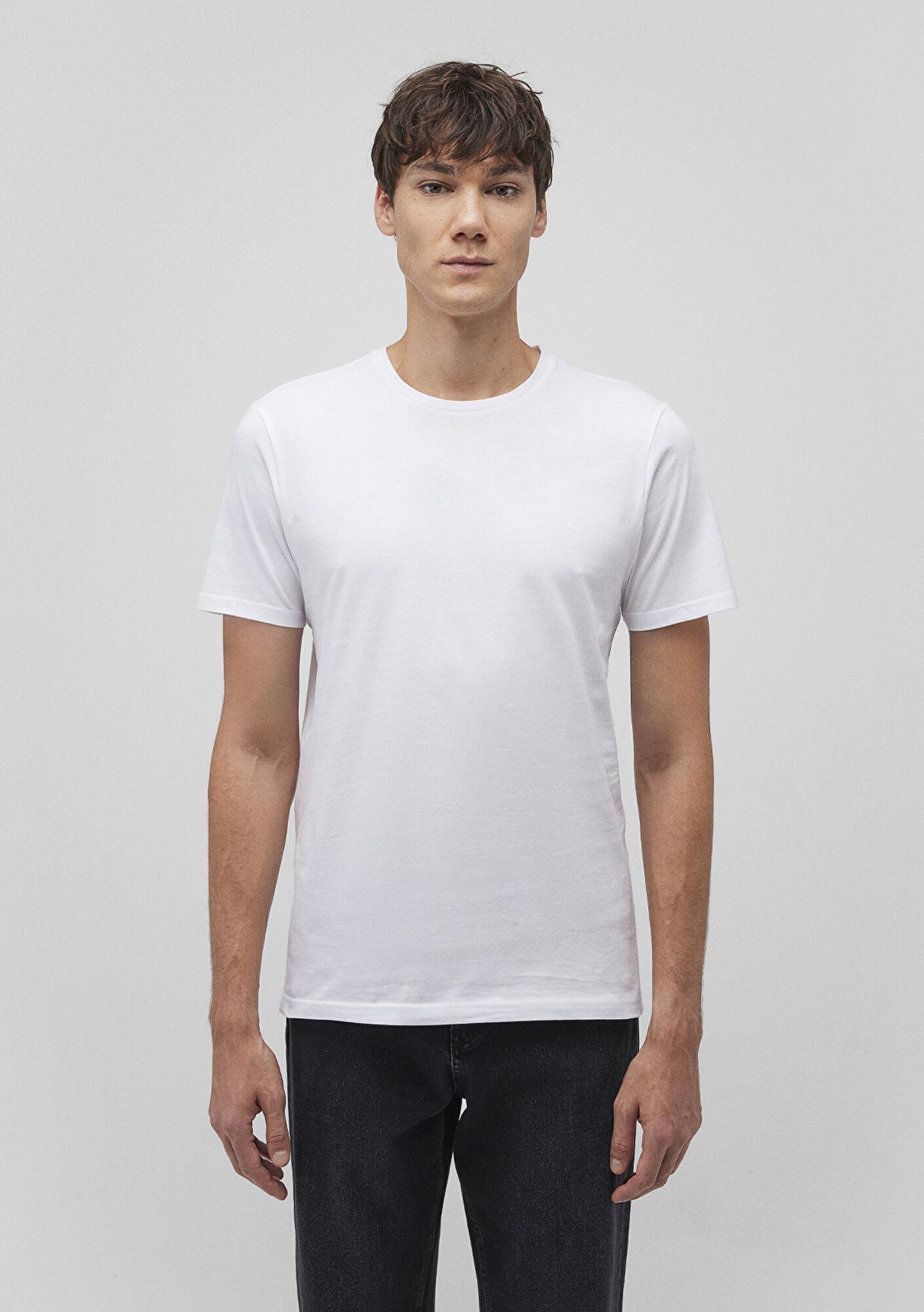 Mavi 2li Bisiklet Yaka Erkek Basic Tişört Slim Fit / Dar Kesim 0611288-620