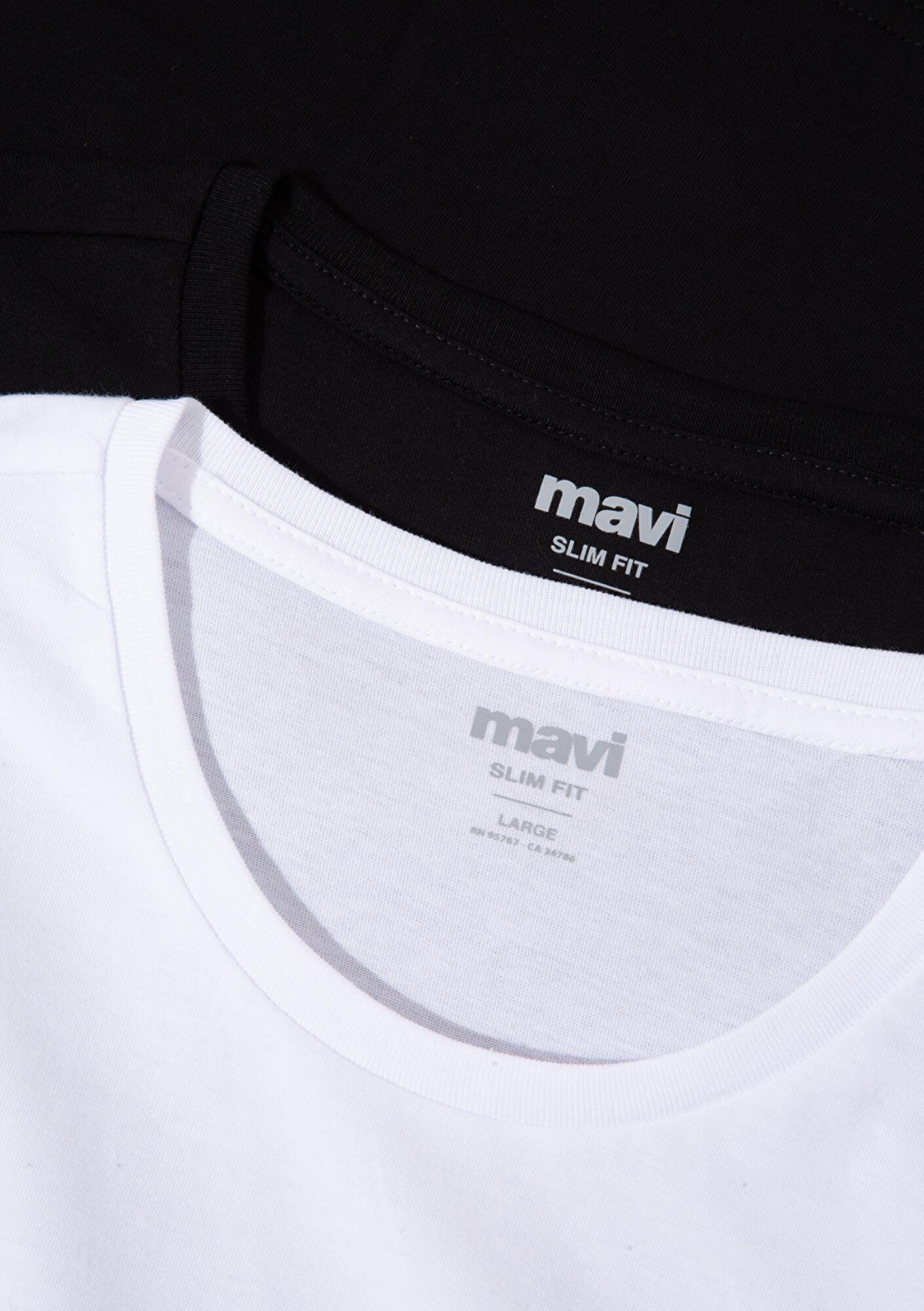 Mavi 2li Bisiklet Yaka Erkek Basic Tişört Slim Fit / Dar Kesim 0611288-620