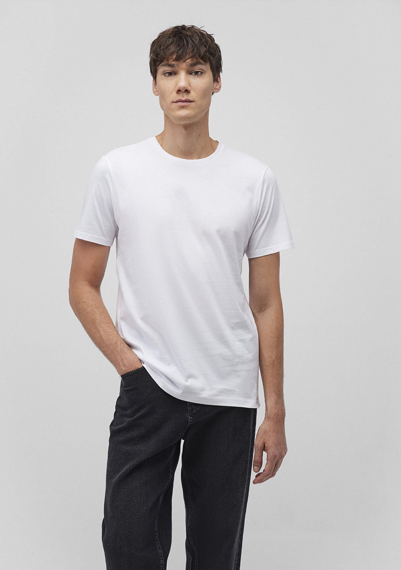 Mavi 2li Bisiklet Yaka Erkek Basic Tişört Slim Fit / Dar Kesim 0611288-620