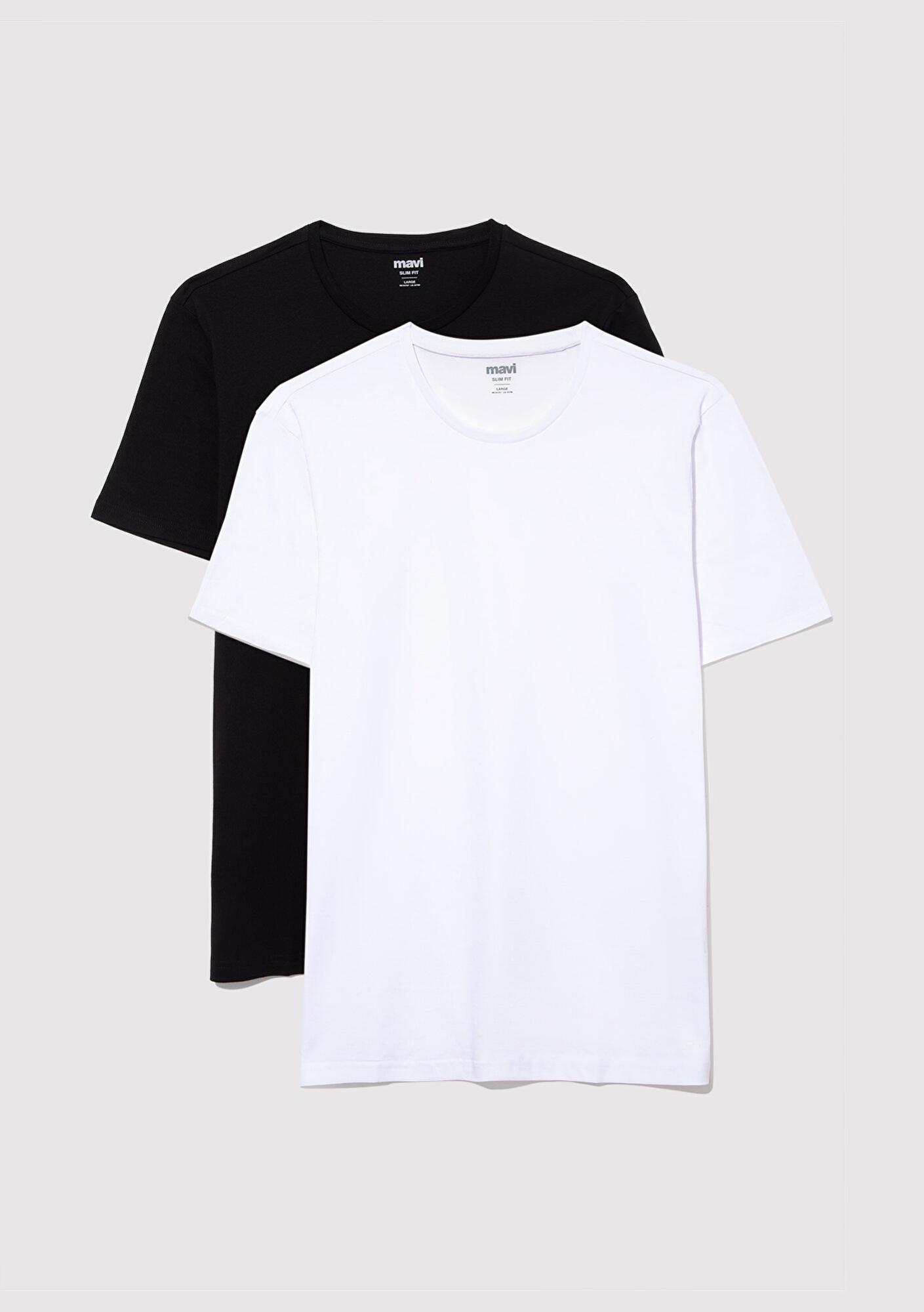 Mavi 2li Bisiklet Yaka Erkek Basic Tişört Slim Fit / Dar Kesim 0611288-620