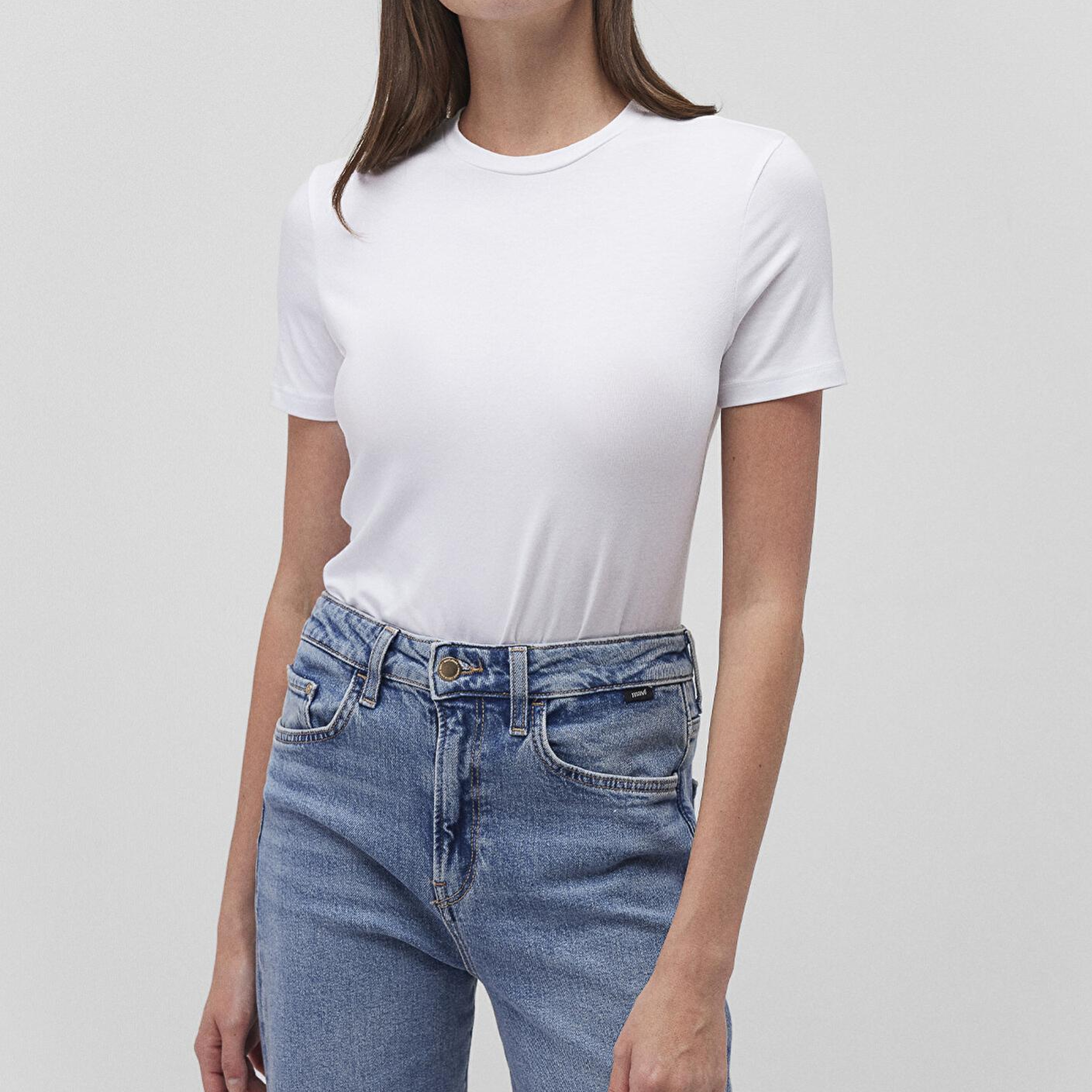 Mavi 2li Siyah Beyaz Kadın Basic Tişört Fitted / Vücuda Oturan Kesim 1611372-900