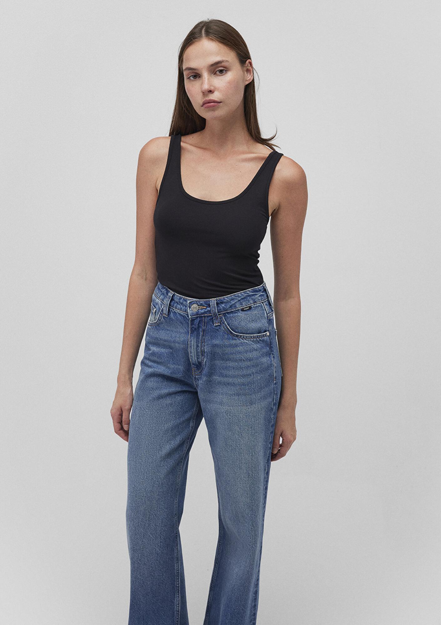 Mavi 2 li Siyah Beyaz Kadın Basic Atlet Fitted / Vücuda Oturan Kesim 1611367-900