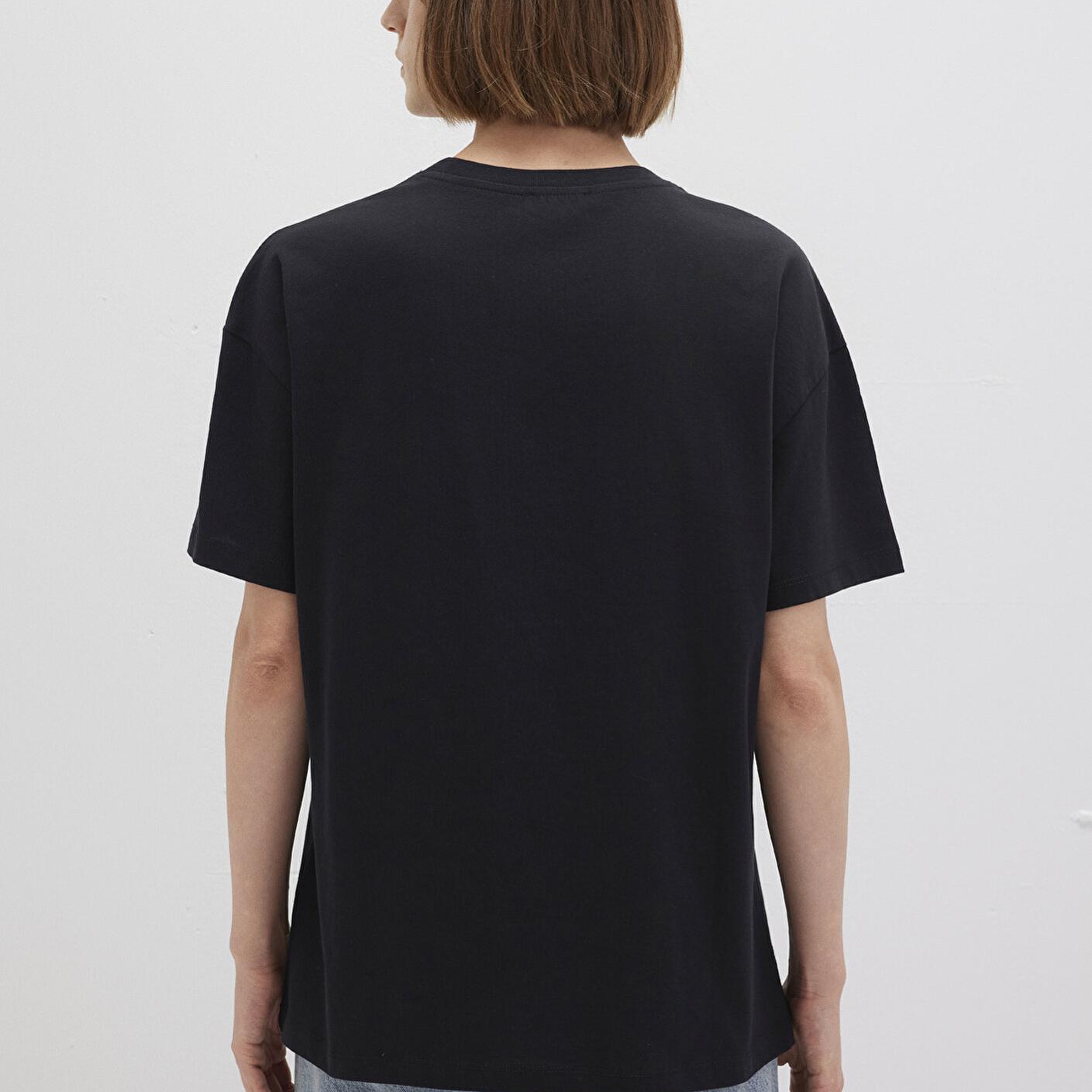 Mavi Mavi Logo Baskılı Siyah Tişört Loose Fit / Bol Rahat Kesim 1611309-900