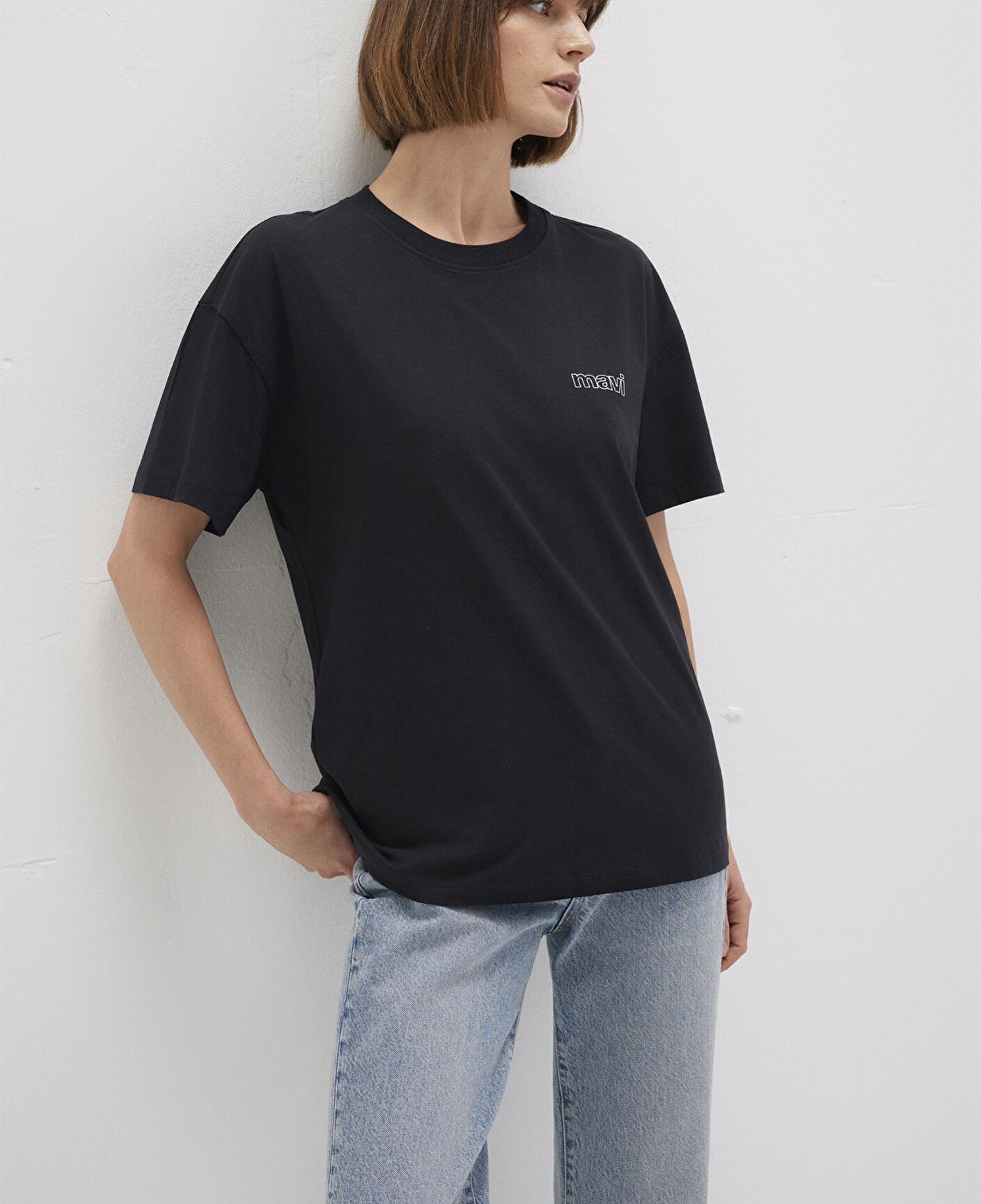 Mavi Mavi Logo Baskılı Siyah Tişört Loose Fit / Bol Rahat Kesim 1611309-900