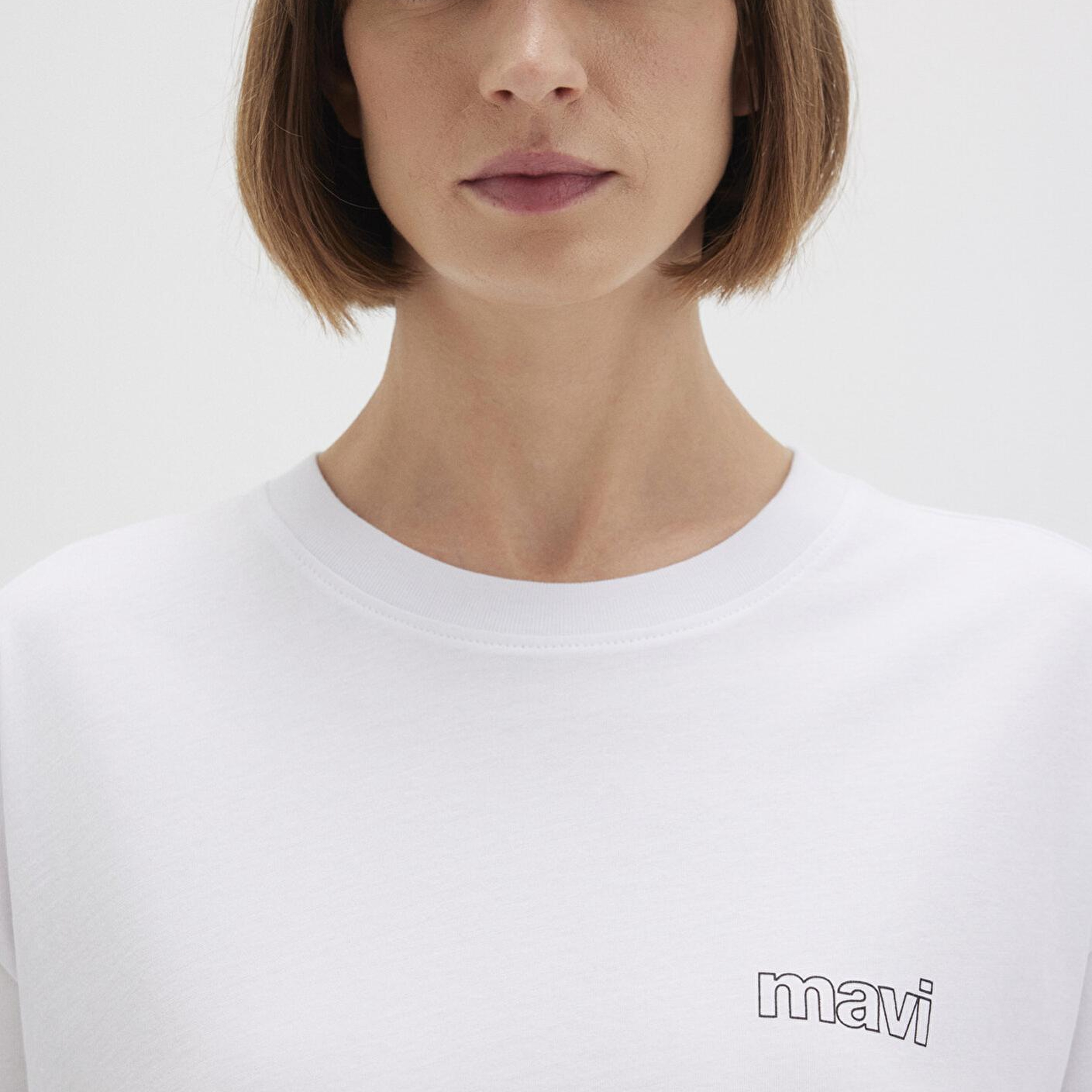 Mavi Mavi Logo Baskılı Beyaz Tişört Loose Fit / Bol Rahat Kesim 1611309-620