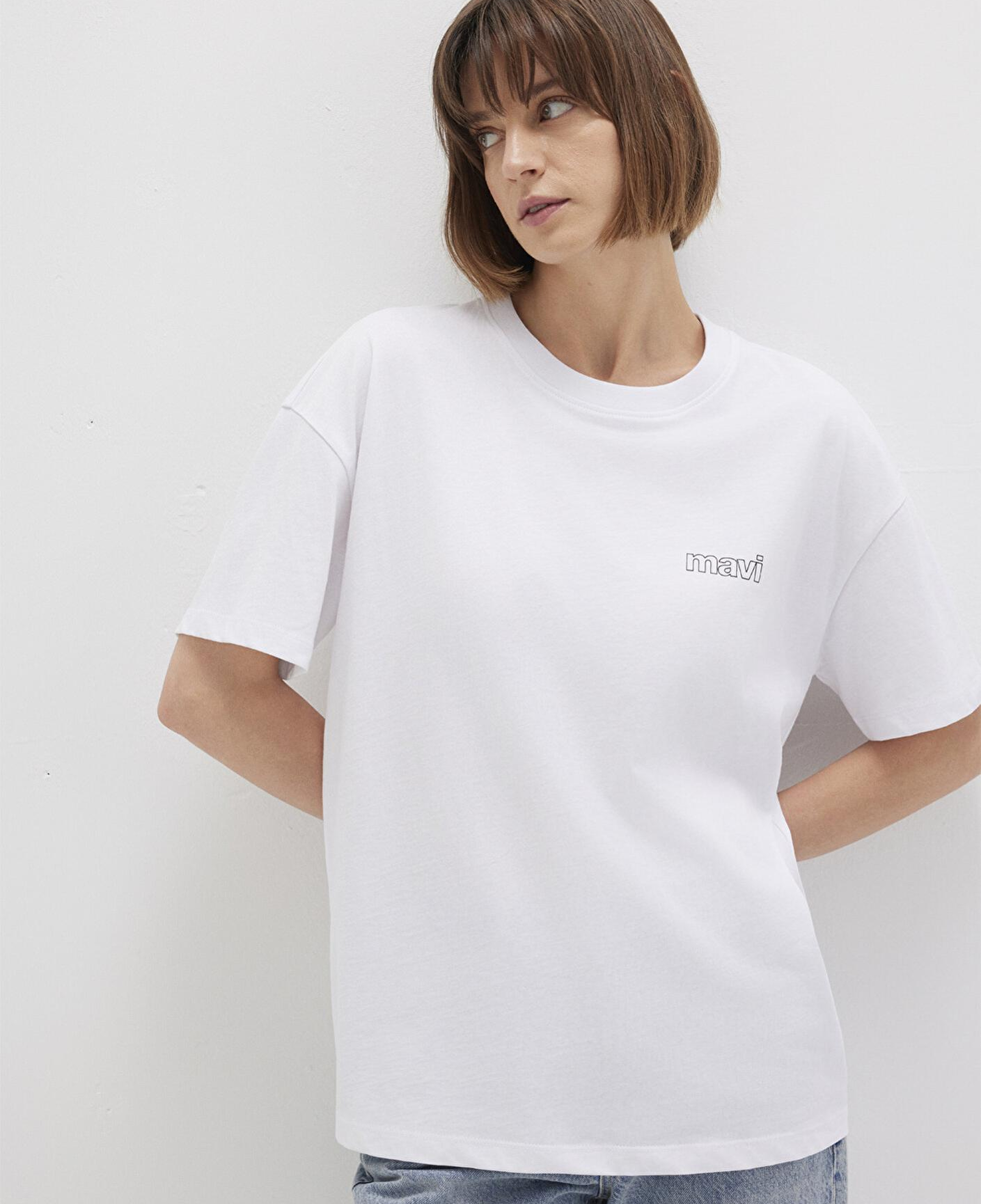 Mavi Mavi Logo Baskılı Beyaz Tişört Loose Fit / Bol Rahat Kesim 1611309-620