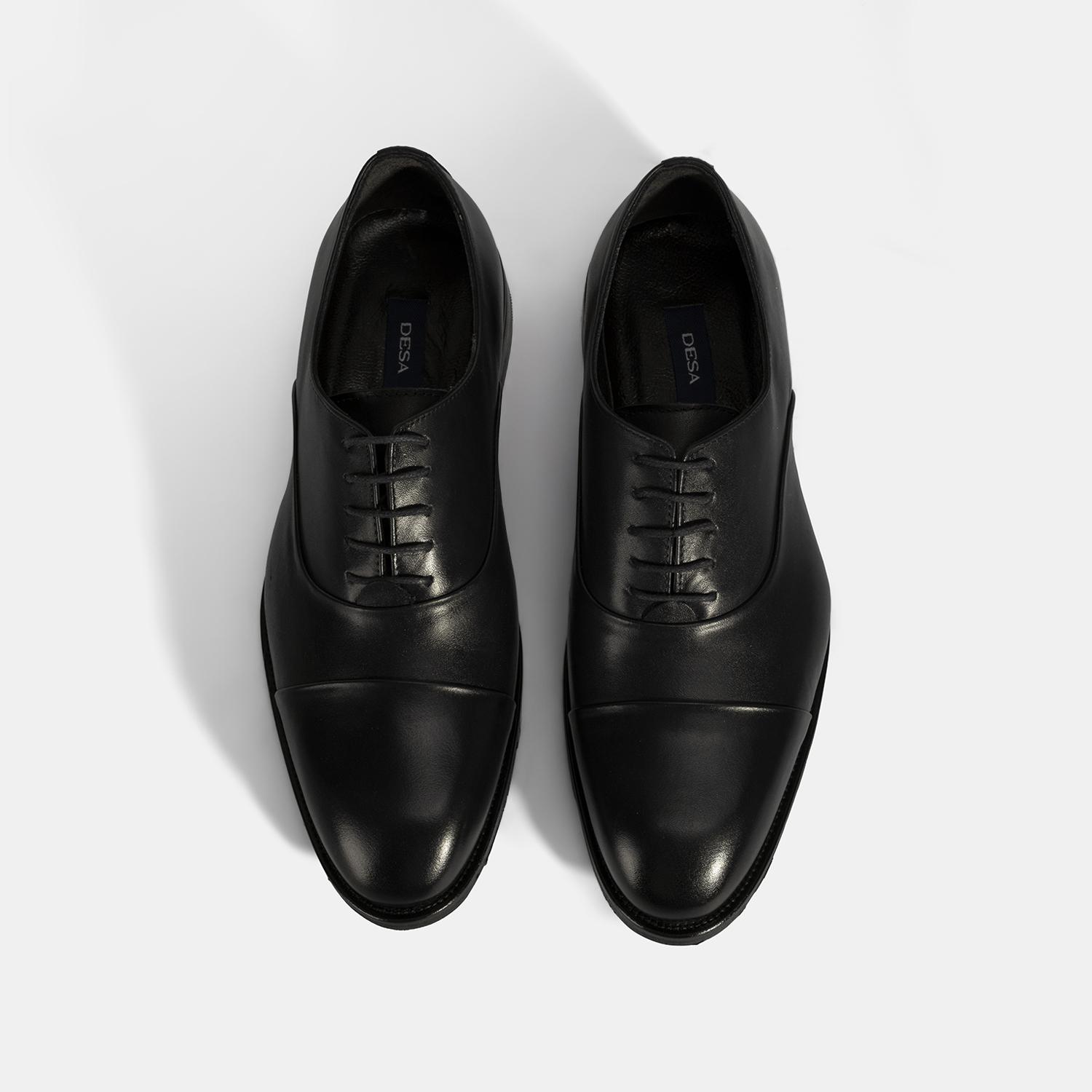 Erkek Siyah Bağcıklı Deri Klasik Ayakkabı