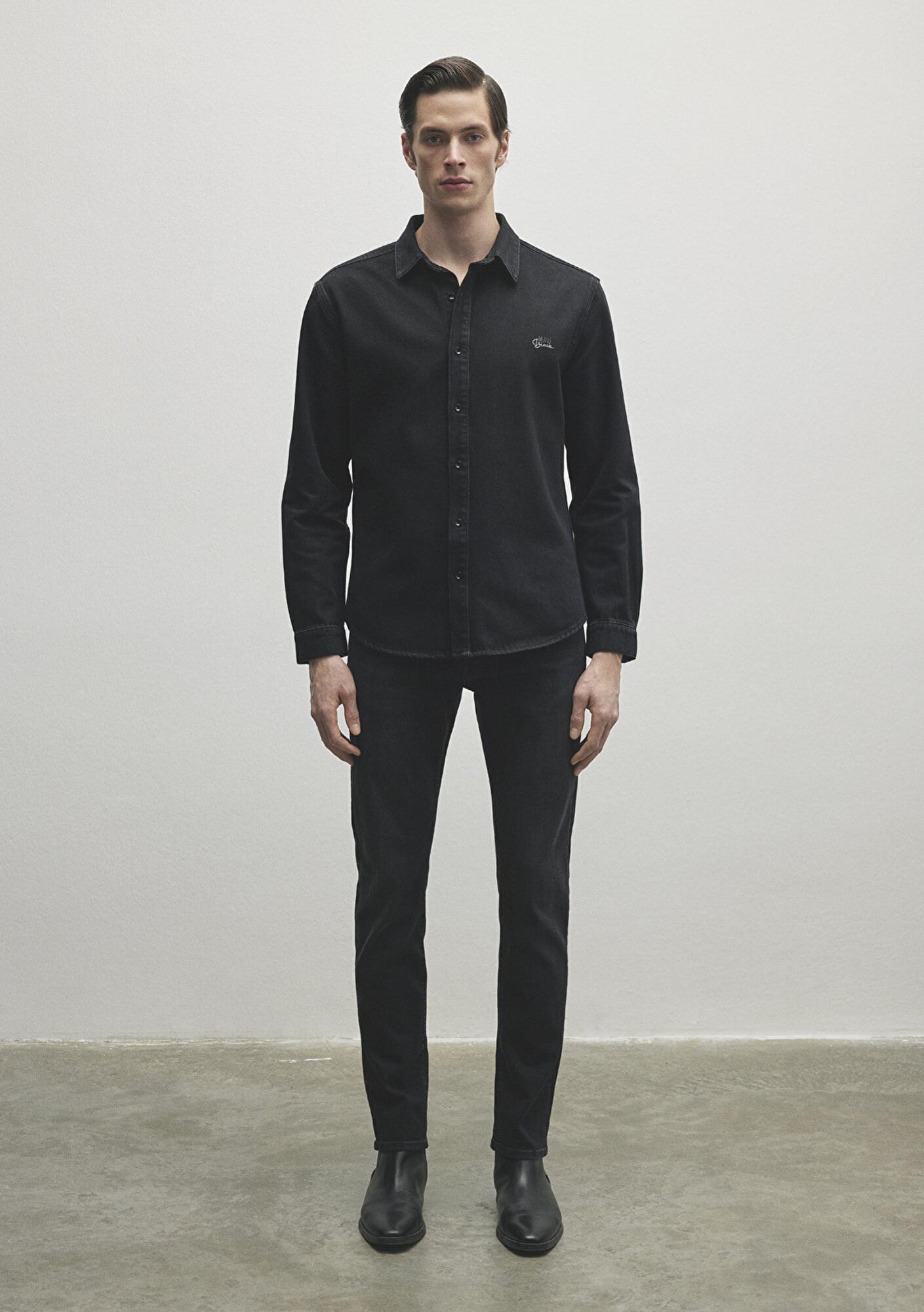 Mavi Roy Lux Black Antrasit Jean Gömlek Slim Fit / Dar Kesim 0210496-82410
