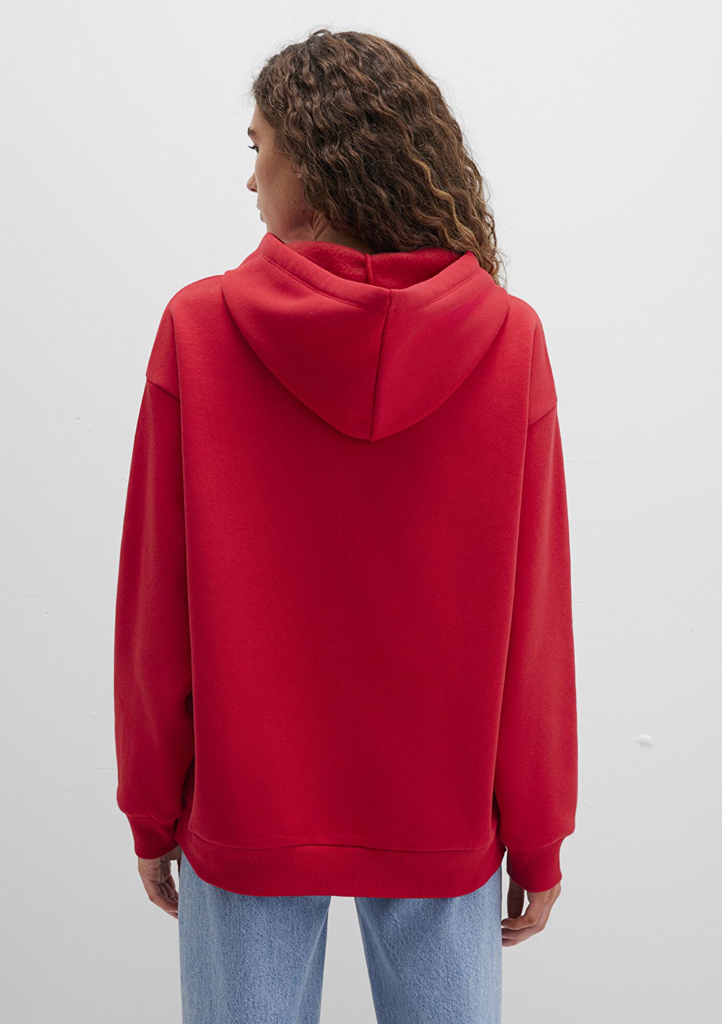 Mavi Mavi Logo Baskılı Kapüşonlu Kırmızı Sweatshirt 1600361-82054