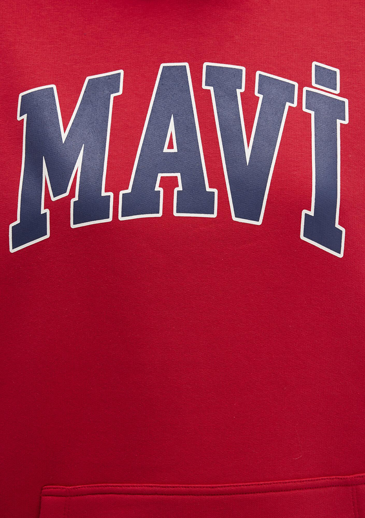 Mavi Mavi Logo Baskılı Kapüşonlu Kırmızı Sweatshirt 1600361-82054