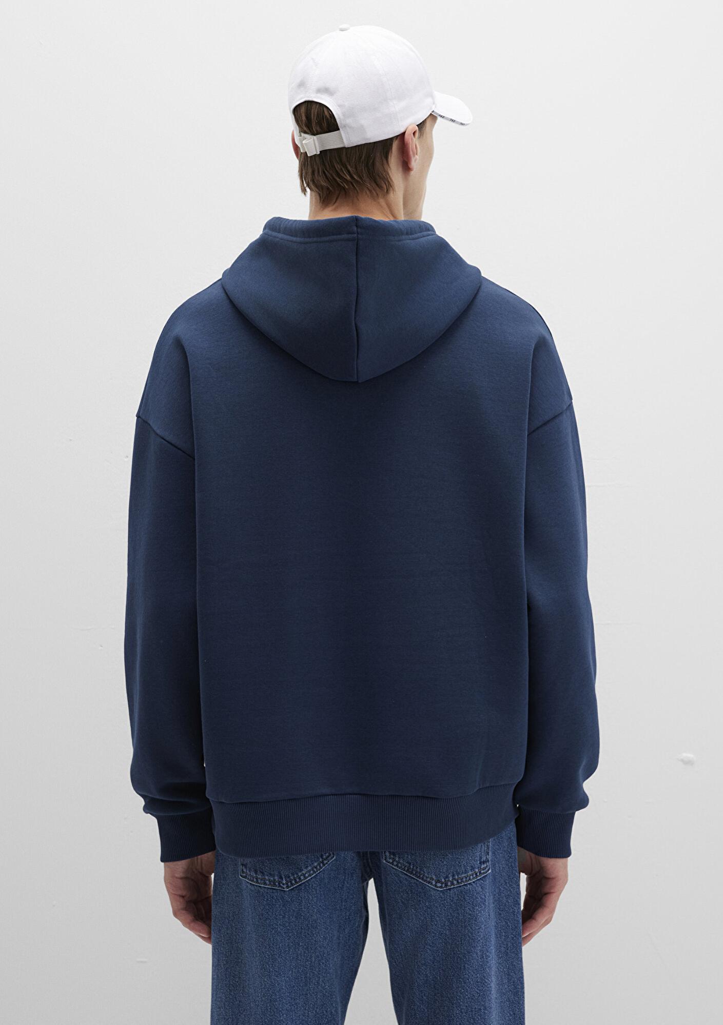 Mavi Mavi Logo Baskılı Kapüşonlu Lacivert Sweatshirt 067149-29743