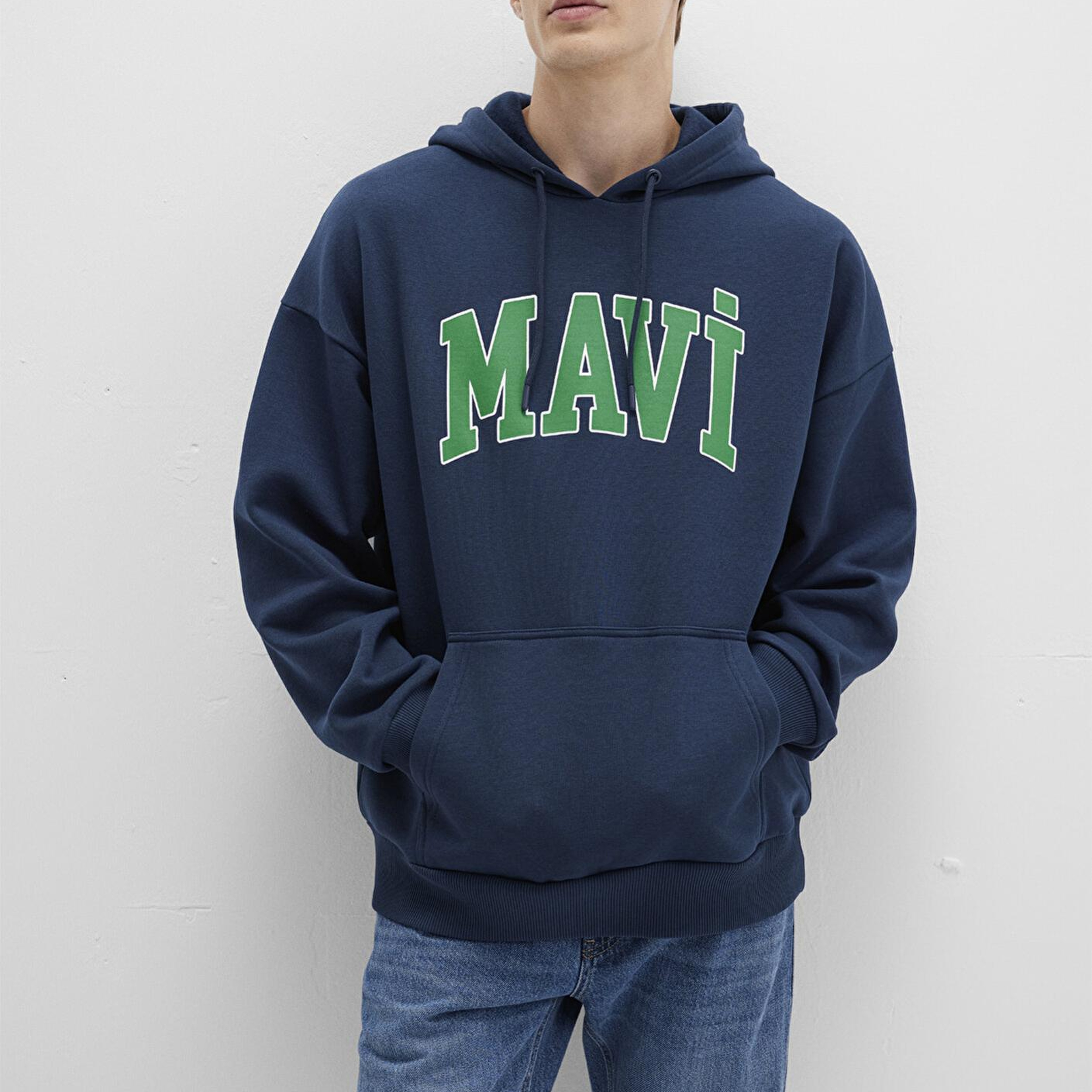 Mavi Mavi Logo Baskılı Kapüşonlu Lacivert Sweatshirt 067149-29743