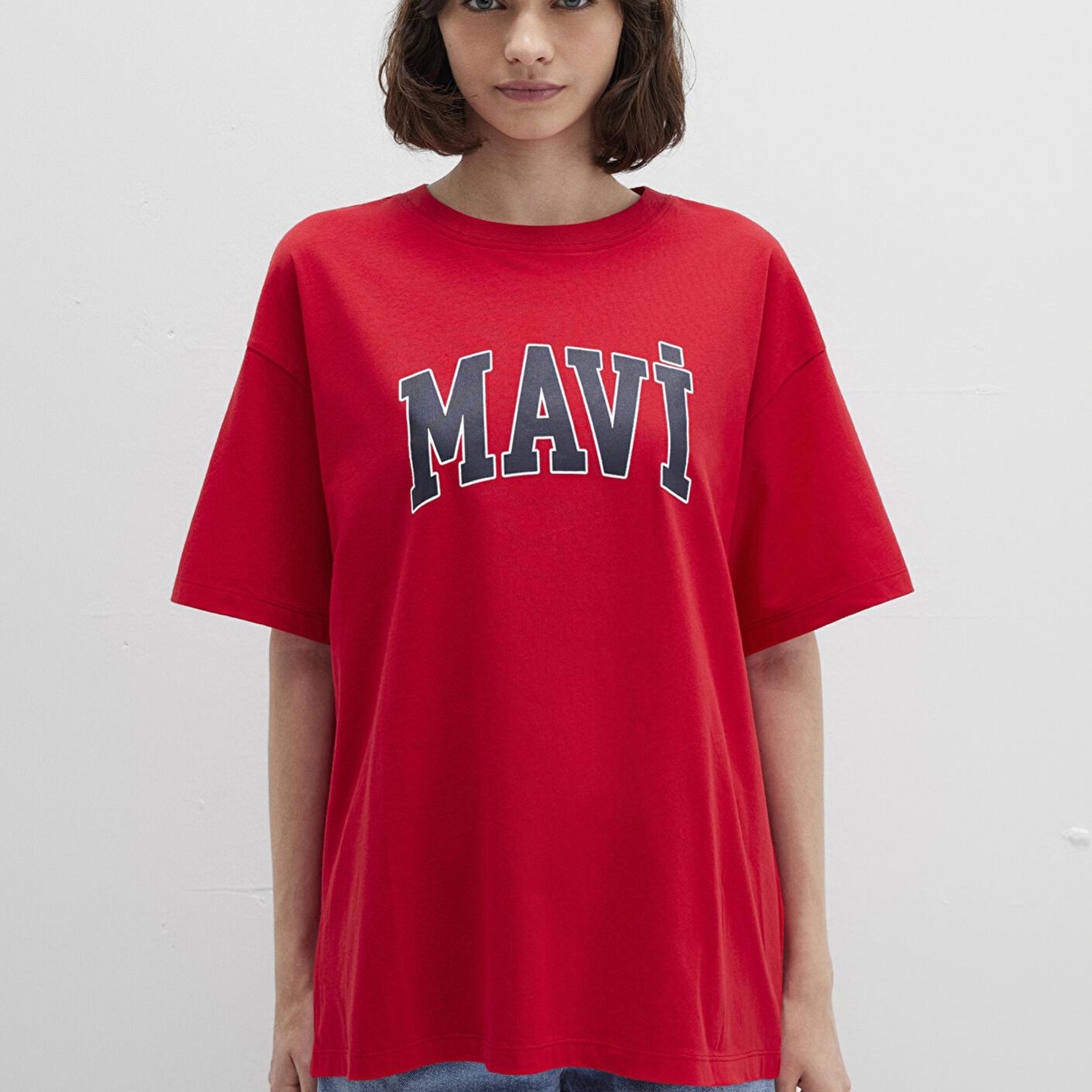 Mavi Mavi Logo Baskılı Kırmızı Tişört Oversize / Geniş Kesim 1600843-82054