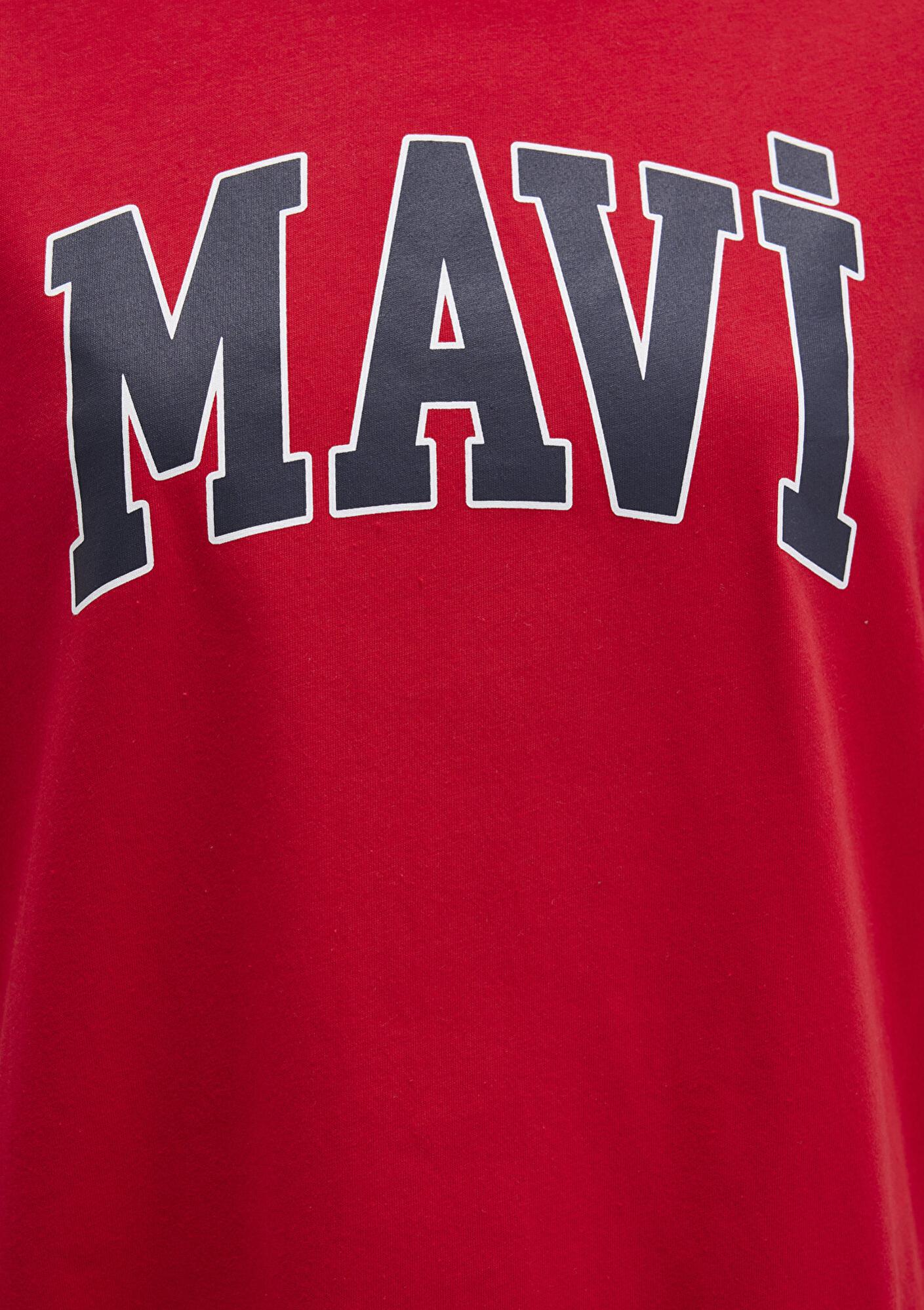 Mavi Mavi Logo Baskılı Kırmızı Tişört Oversize / Geniş Kesim 1600843-82054