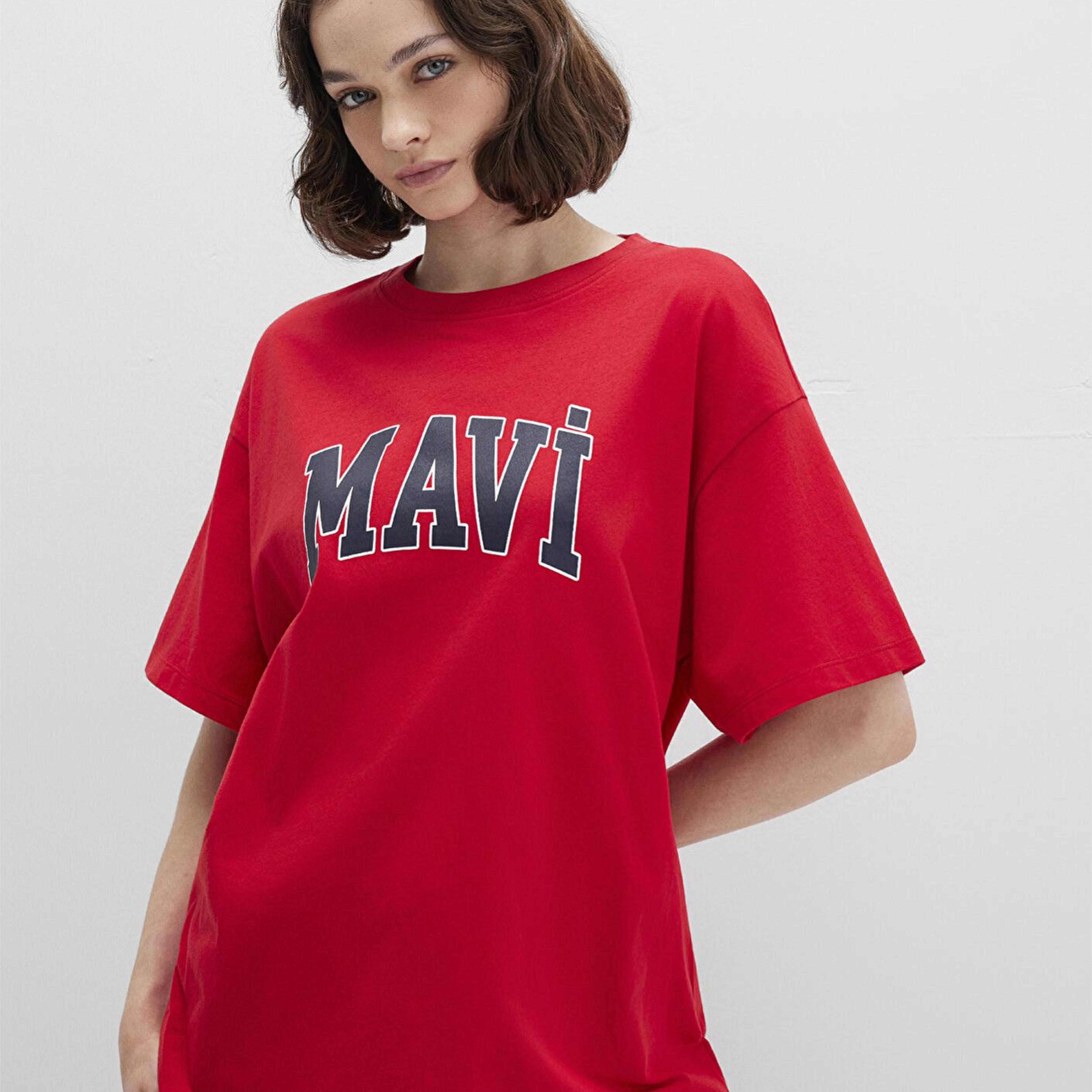 Mavi Mavi Logo Baskılı Kırmızı Tişört Oversize / Geniş Kesim 1600843-82054