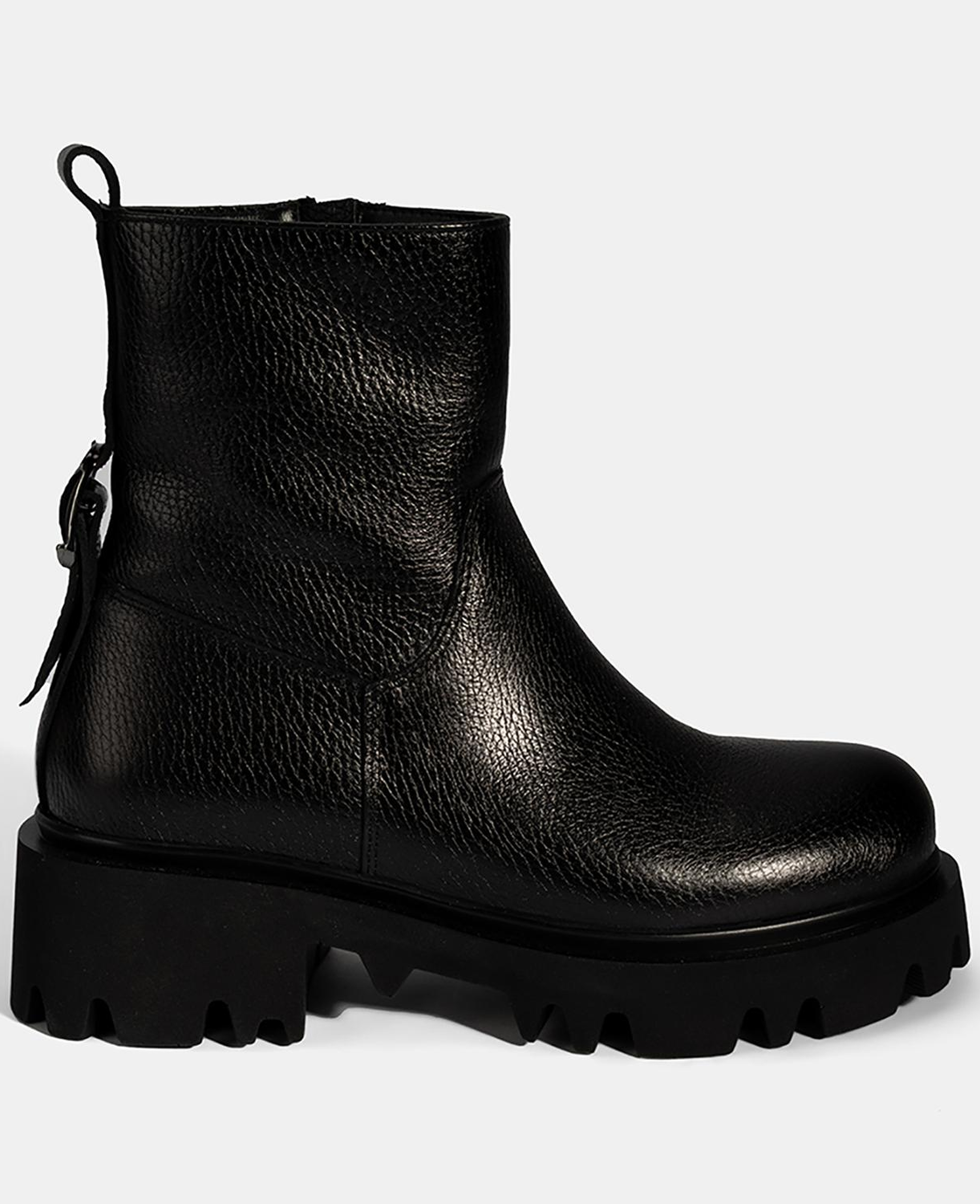 Kadın Siyah Kalın Tabanlı Deri Bot