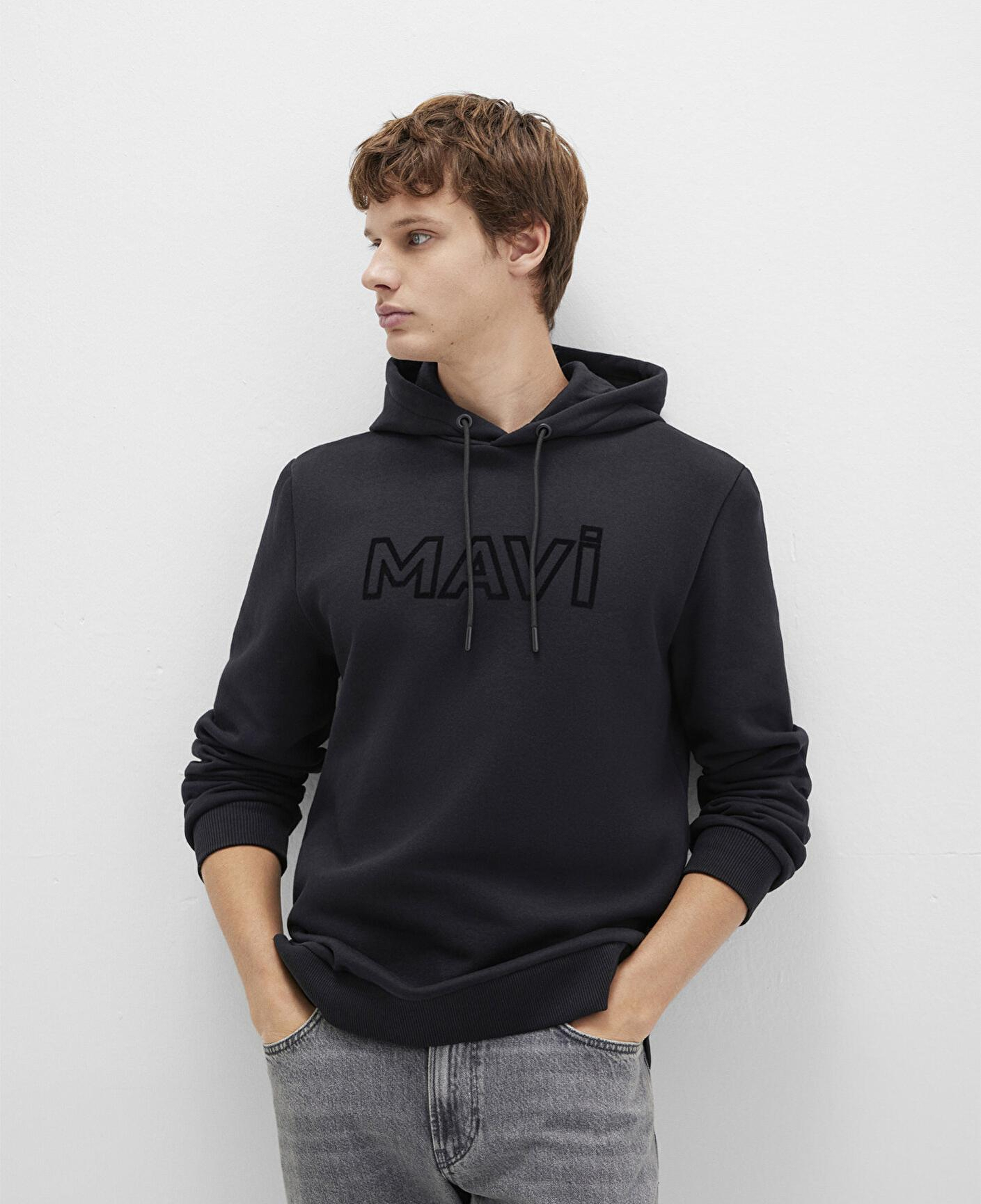 Mavi Mavi Logo Baskılı Kapüşonlu Siyah Sweatshirt 0610941-900