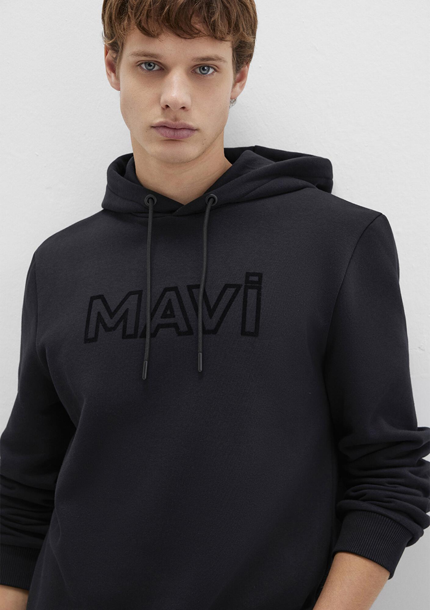 Mavi Mavi Logo Baskılı Kapüşonlu Siyah Sweatshirt 0610941-900