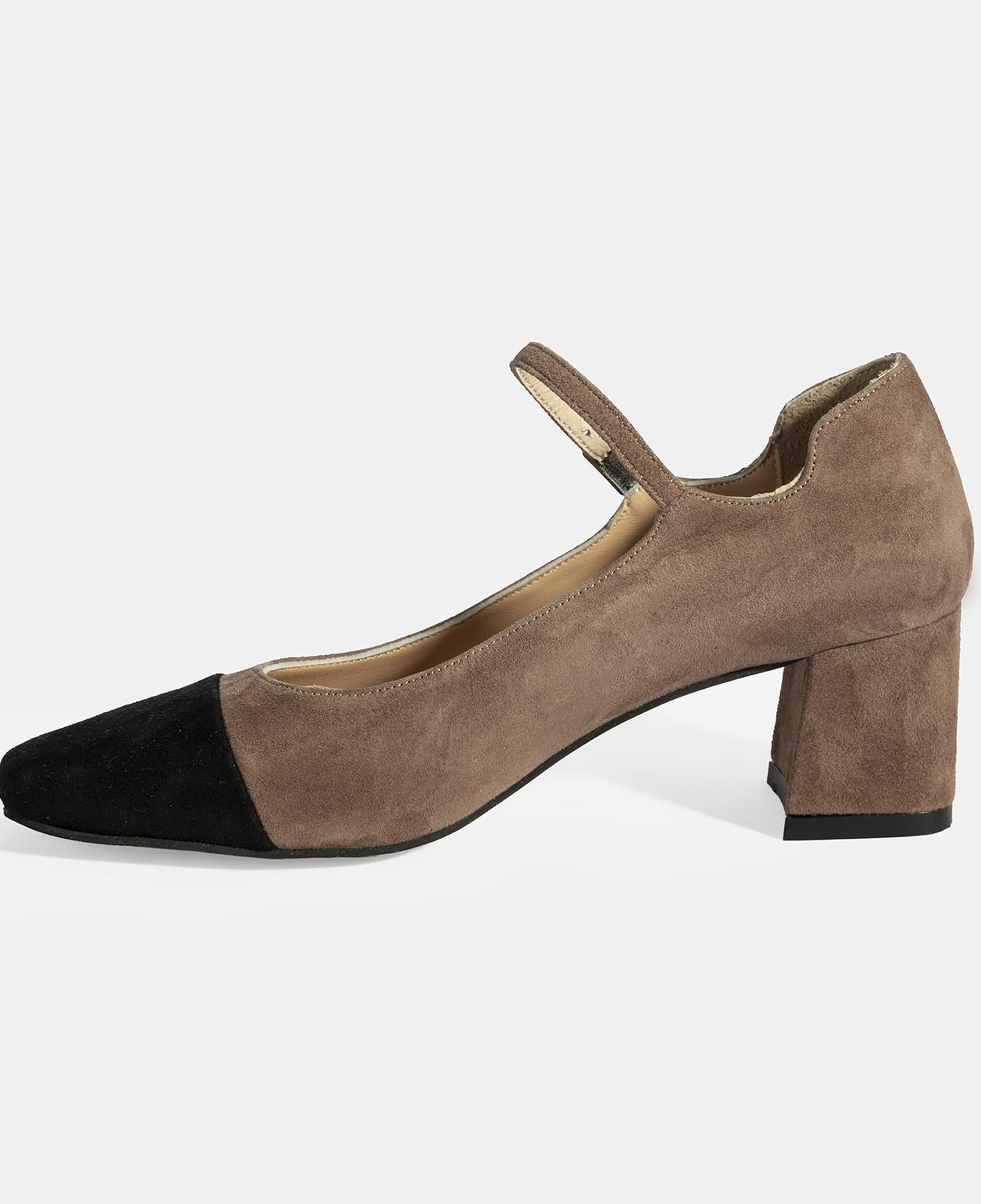 Kadın Vizon Ayarlanabilir Tokalı Süet Topuklu Ayakkabı