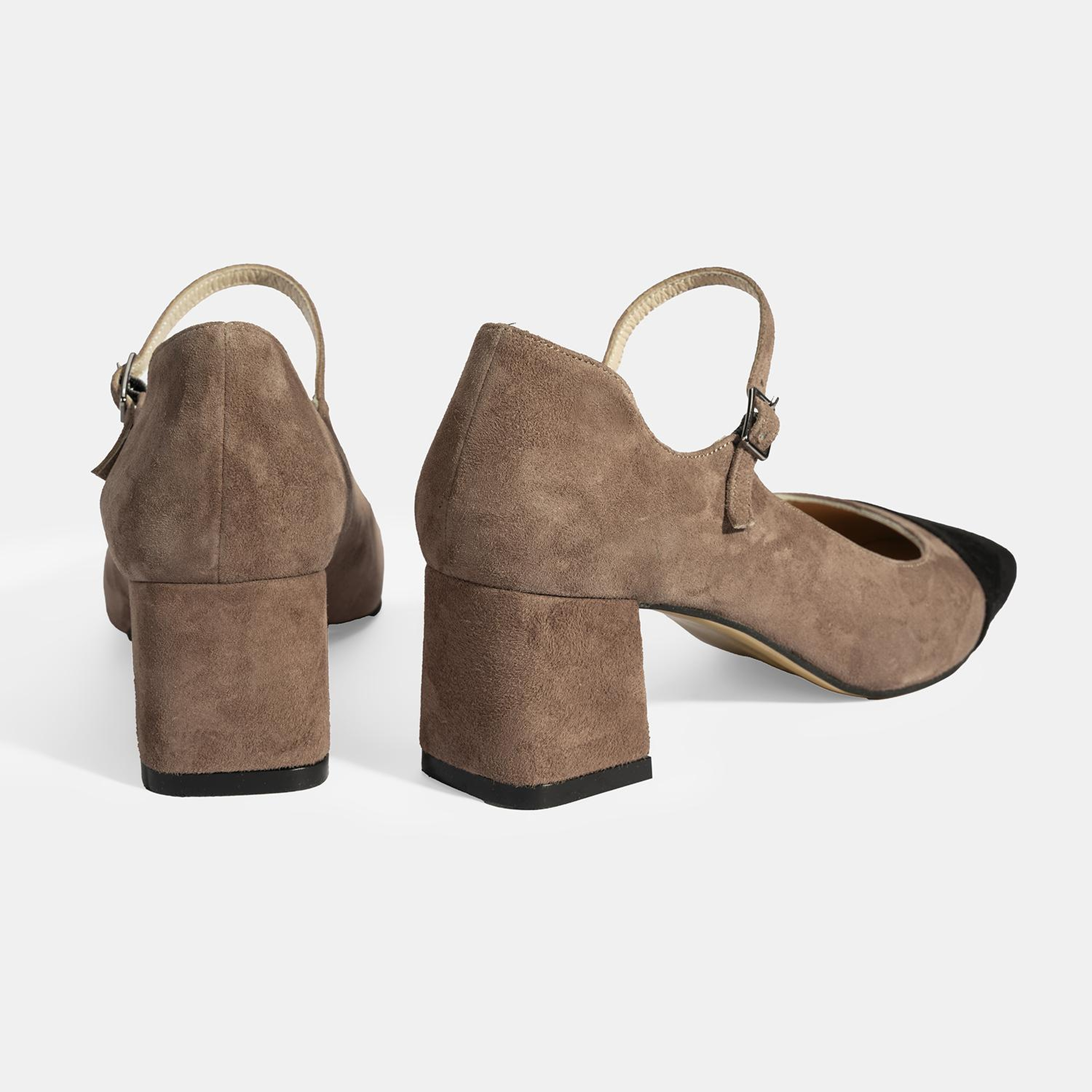 Kadın Vizon Ayarlanabilir Tokalı Süet Topuklu Ayakkabı