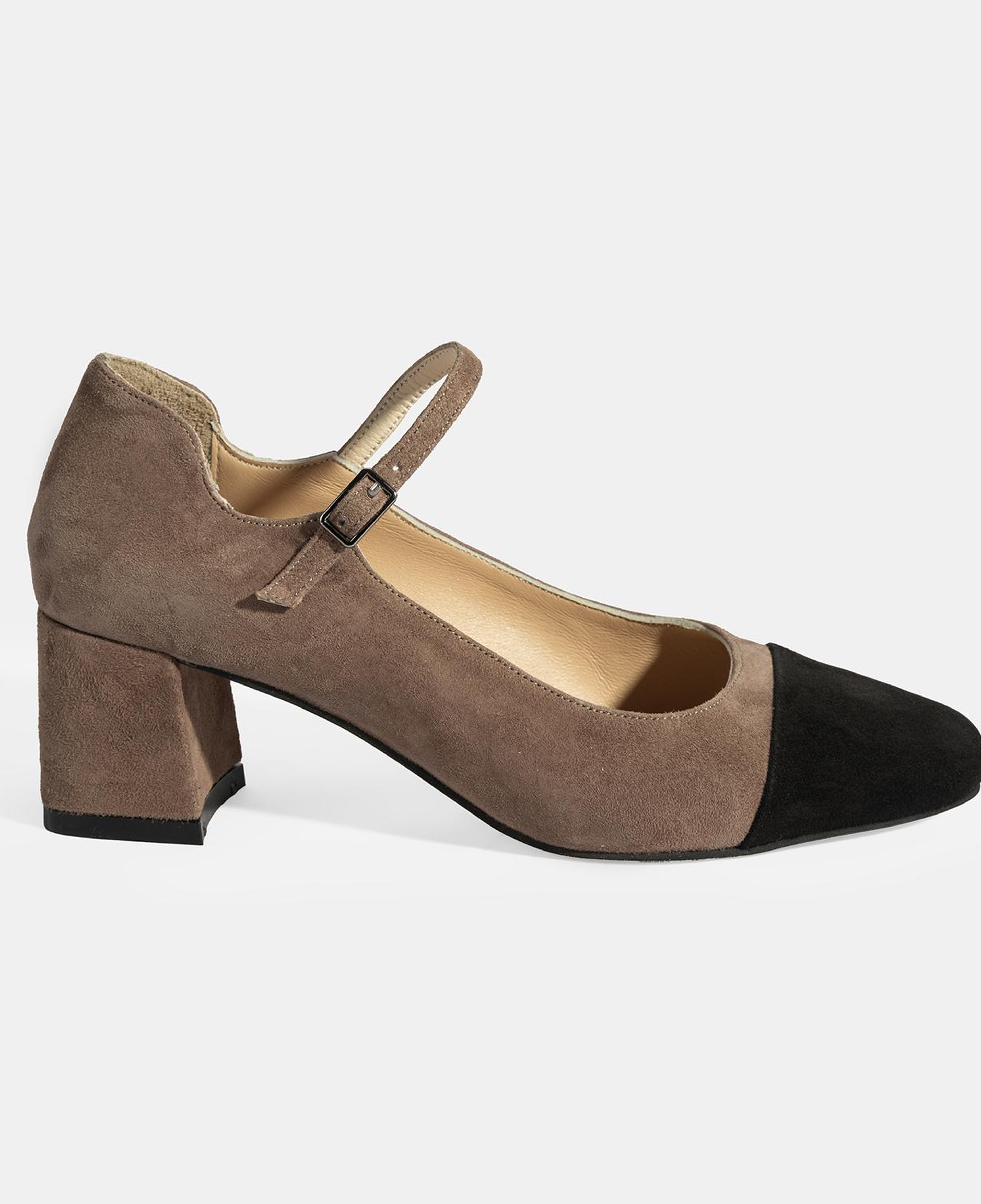 Kadın Vizon Ayarlanabilir Tokalı Süet Topuklu Ayakkabı