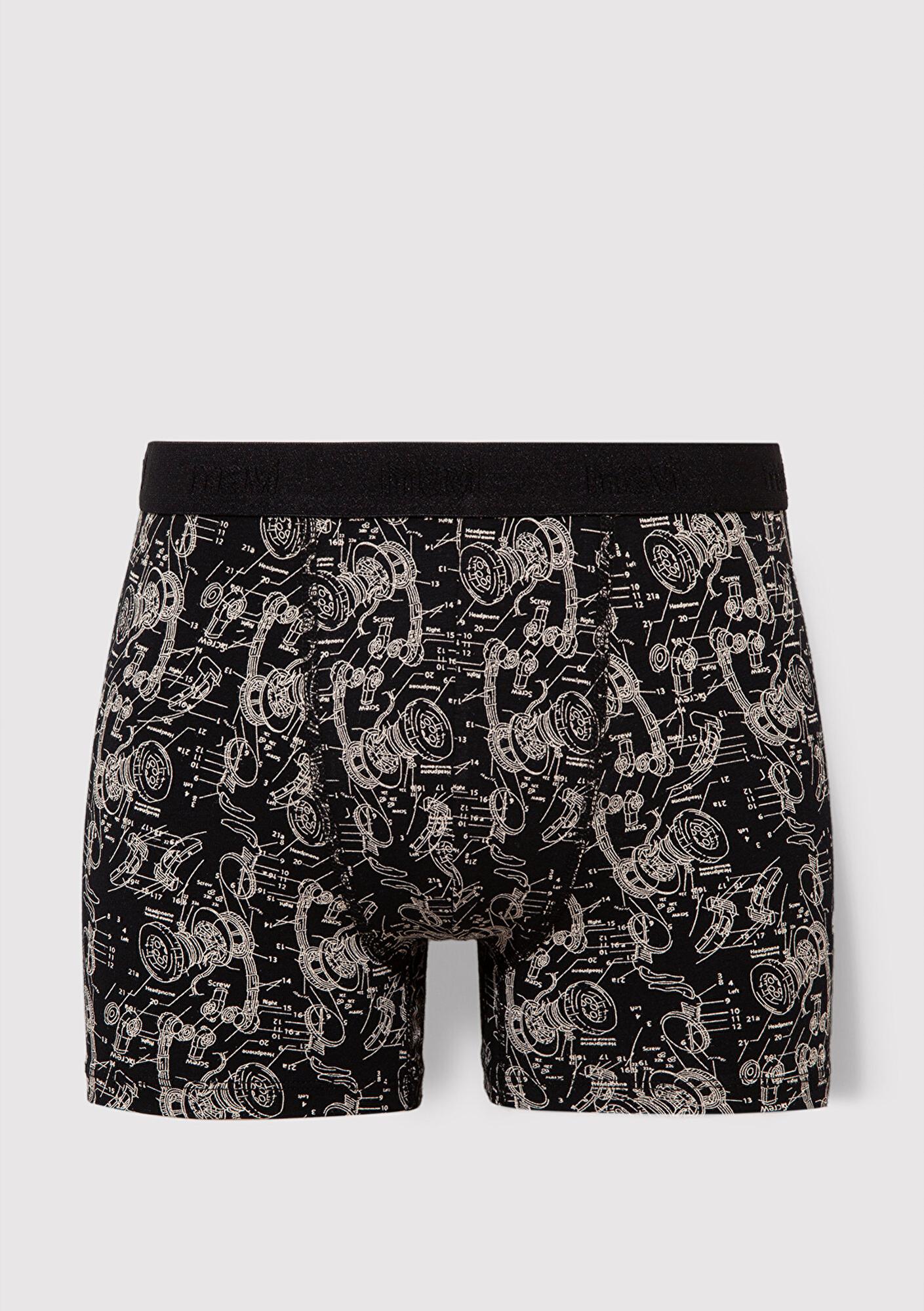 Mavi Grafik Baskılı Siyah Boxer 092070-900