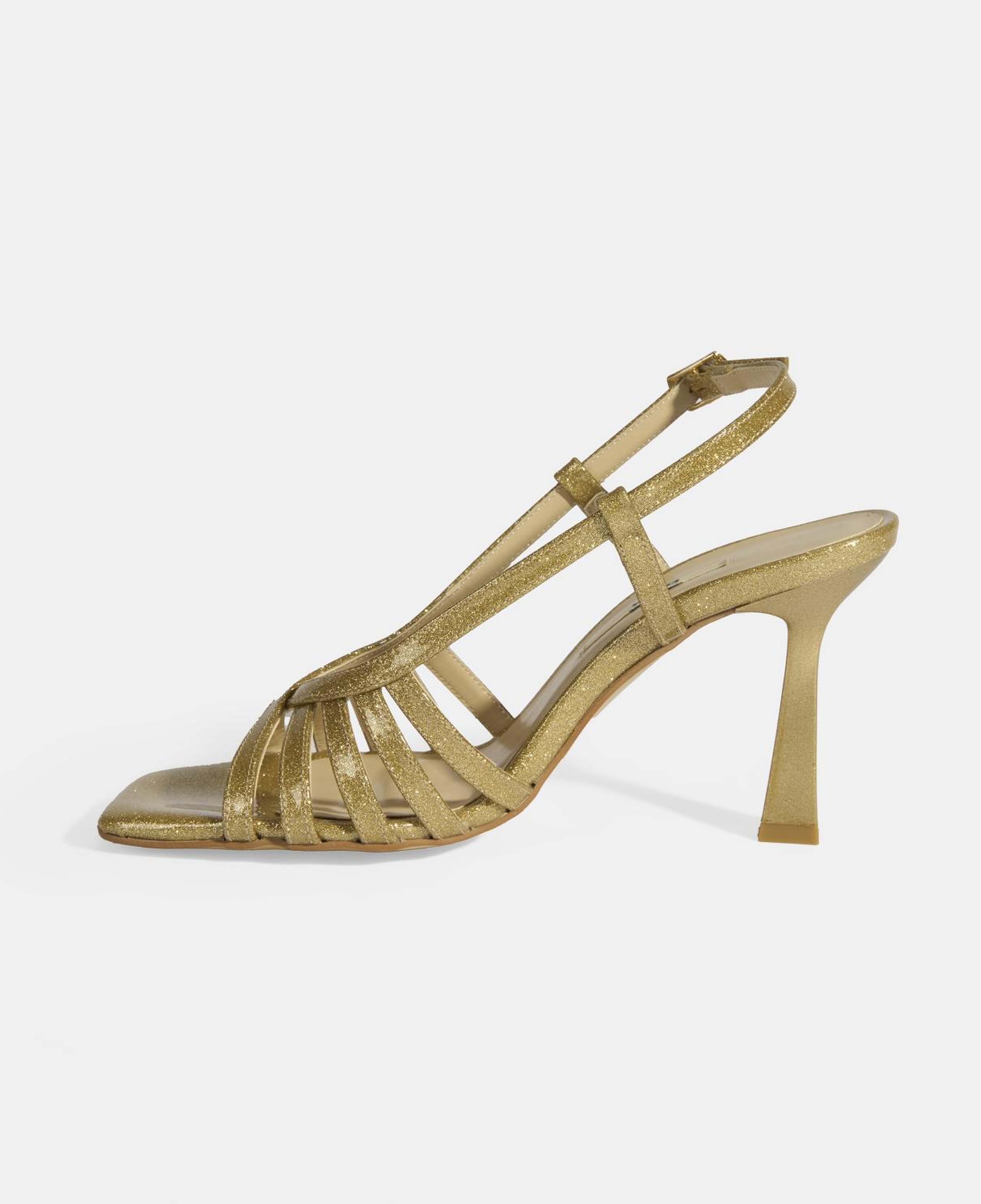 Kadın Gold Simli Topuklu Abiye Sandalet