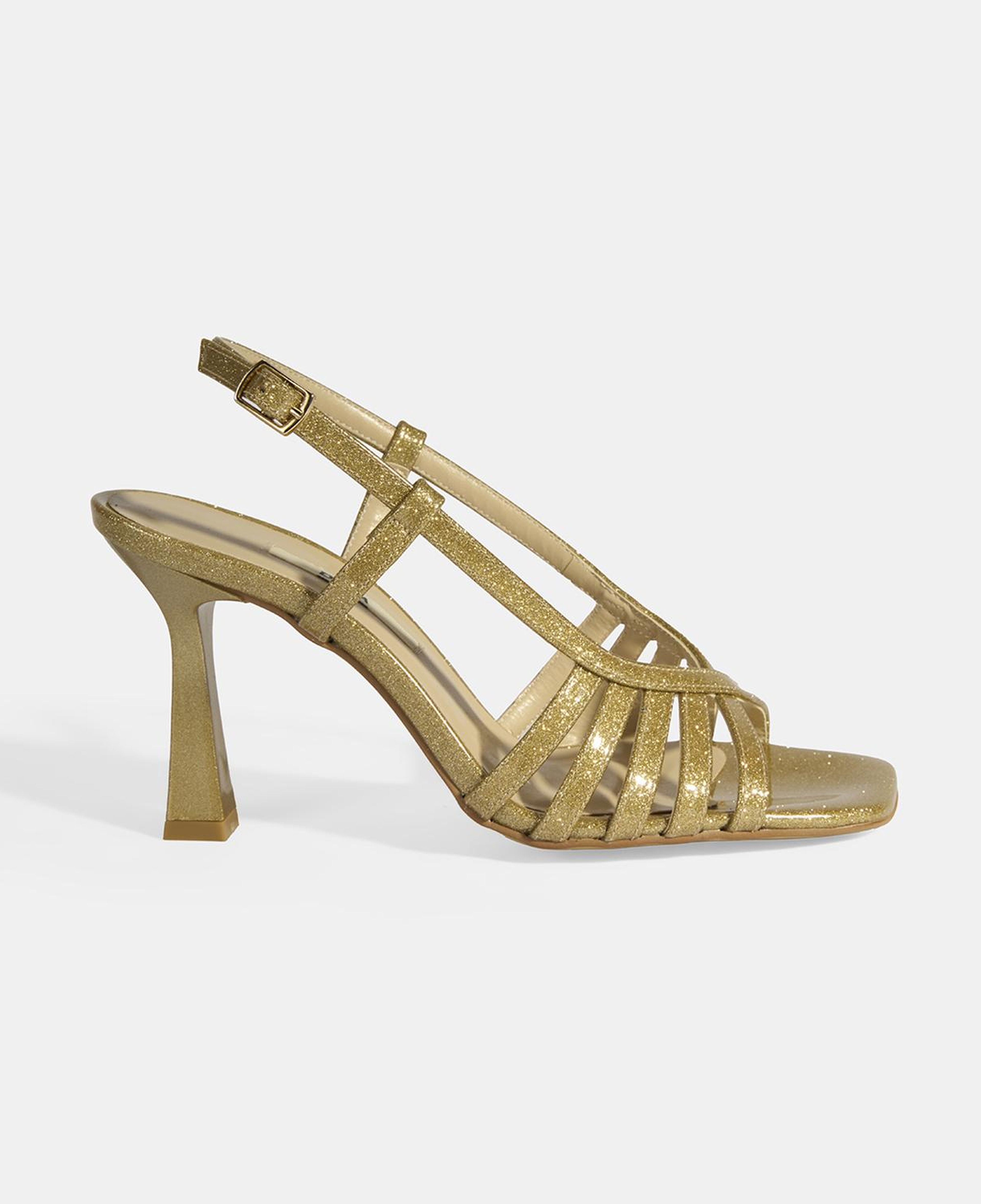 Kadın Gold Simli Topuklu Abiye Sandalet