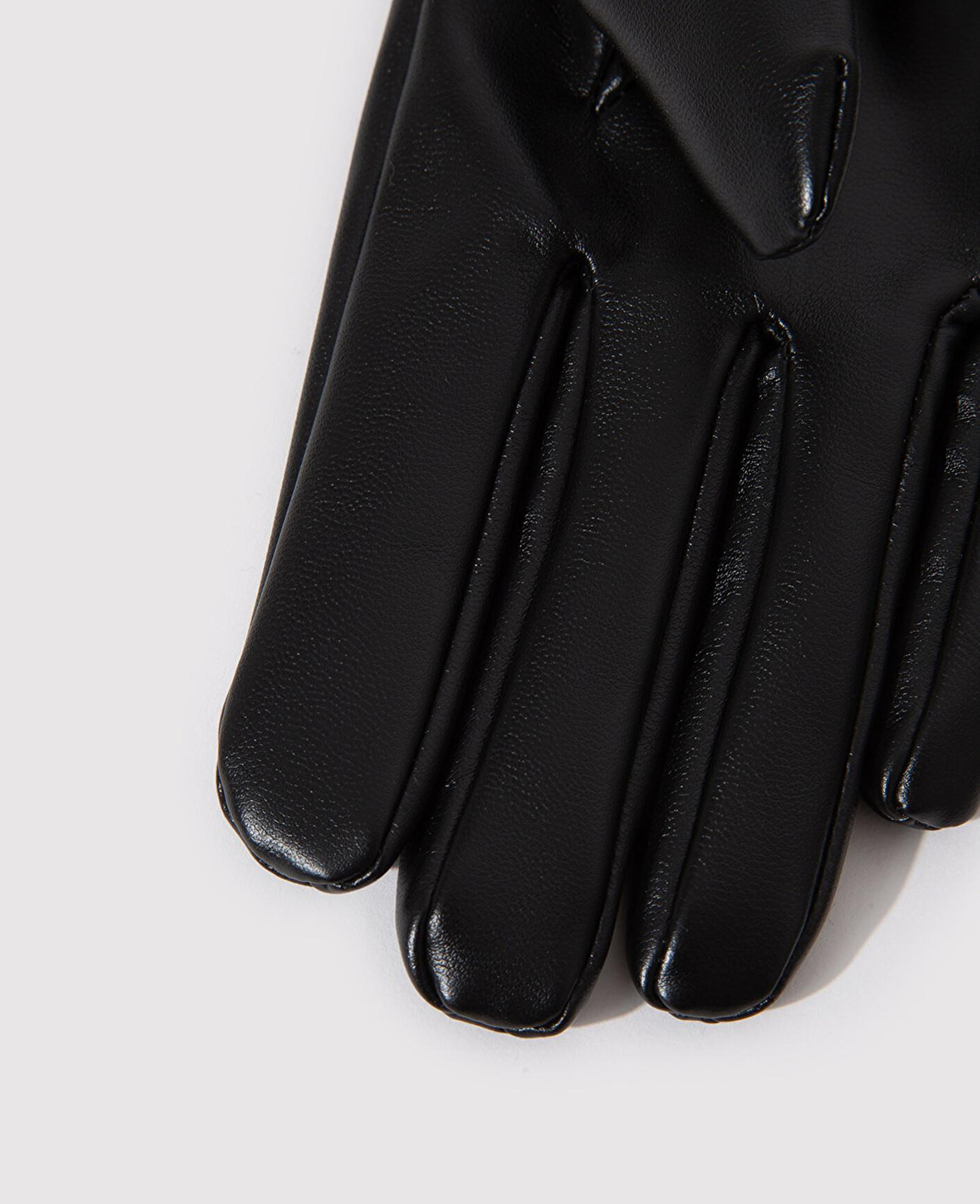 Mavi Suni Kürk Detaylı Siyah Suni Deri Eldiven 1910652-900