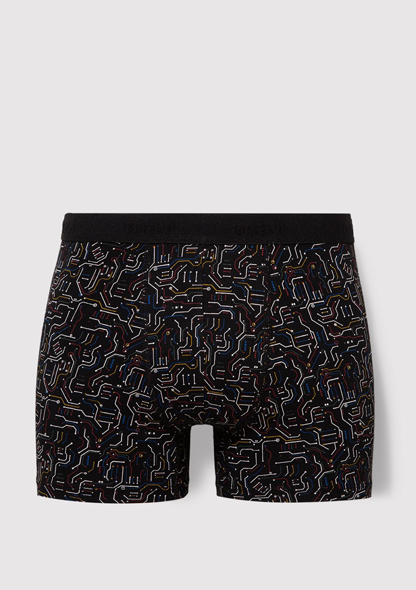 Mavi Baskılı Siyah Boxer 0910451-900