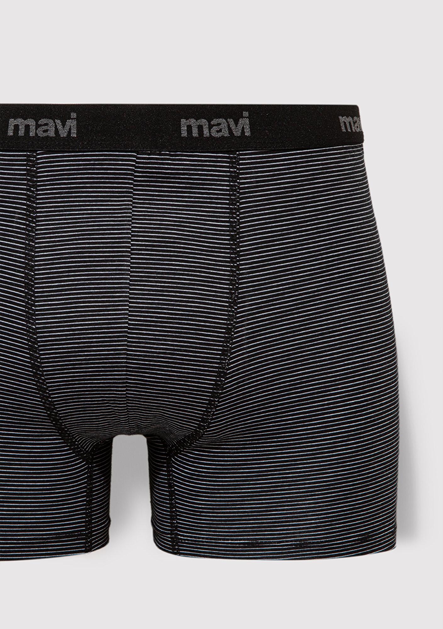 Mavi Çizgili Siyah Boxer 0910434-32174