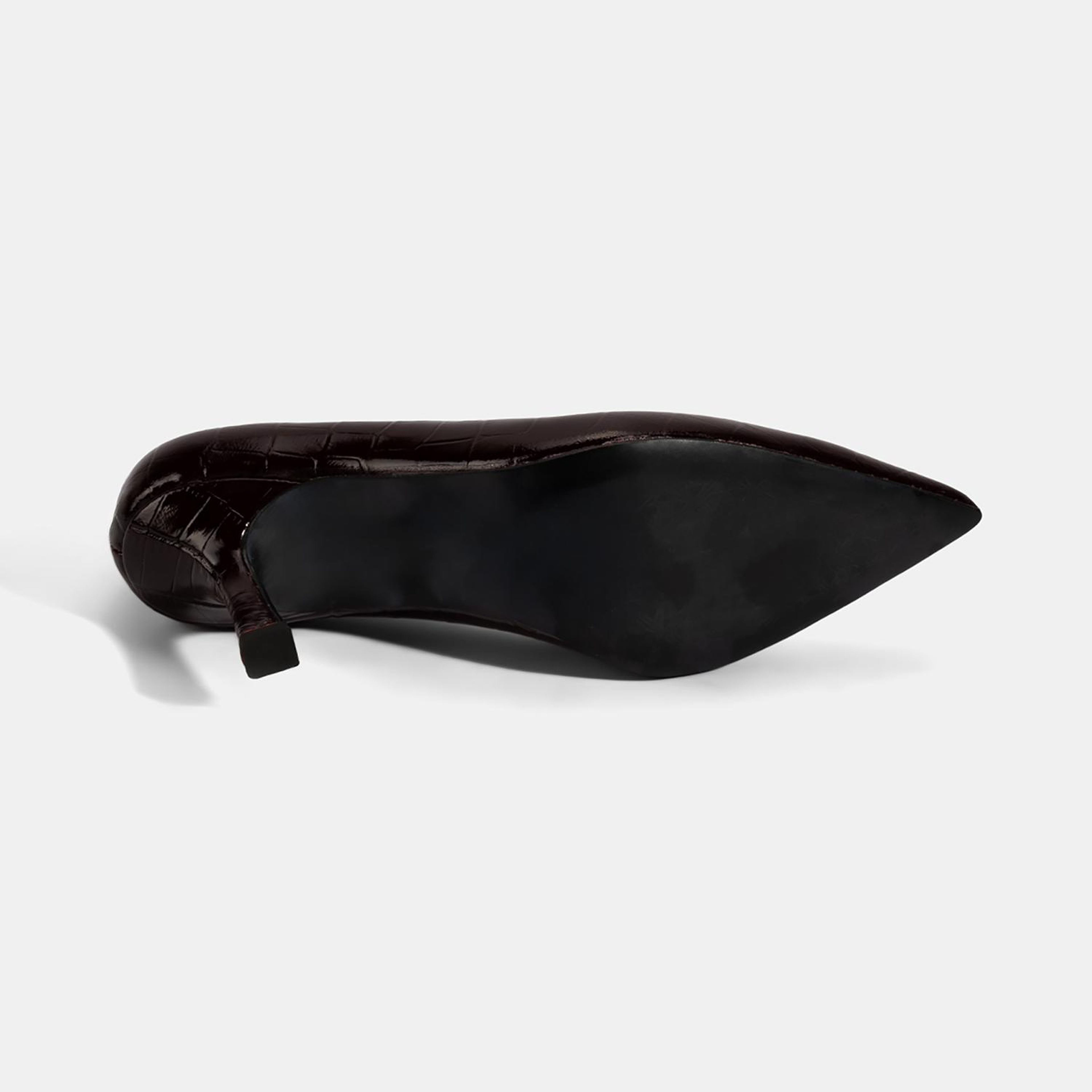 Kadın Bordo Kroko Baskılı Deri Stiletto
