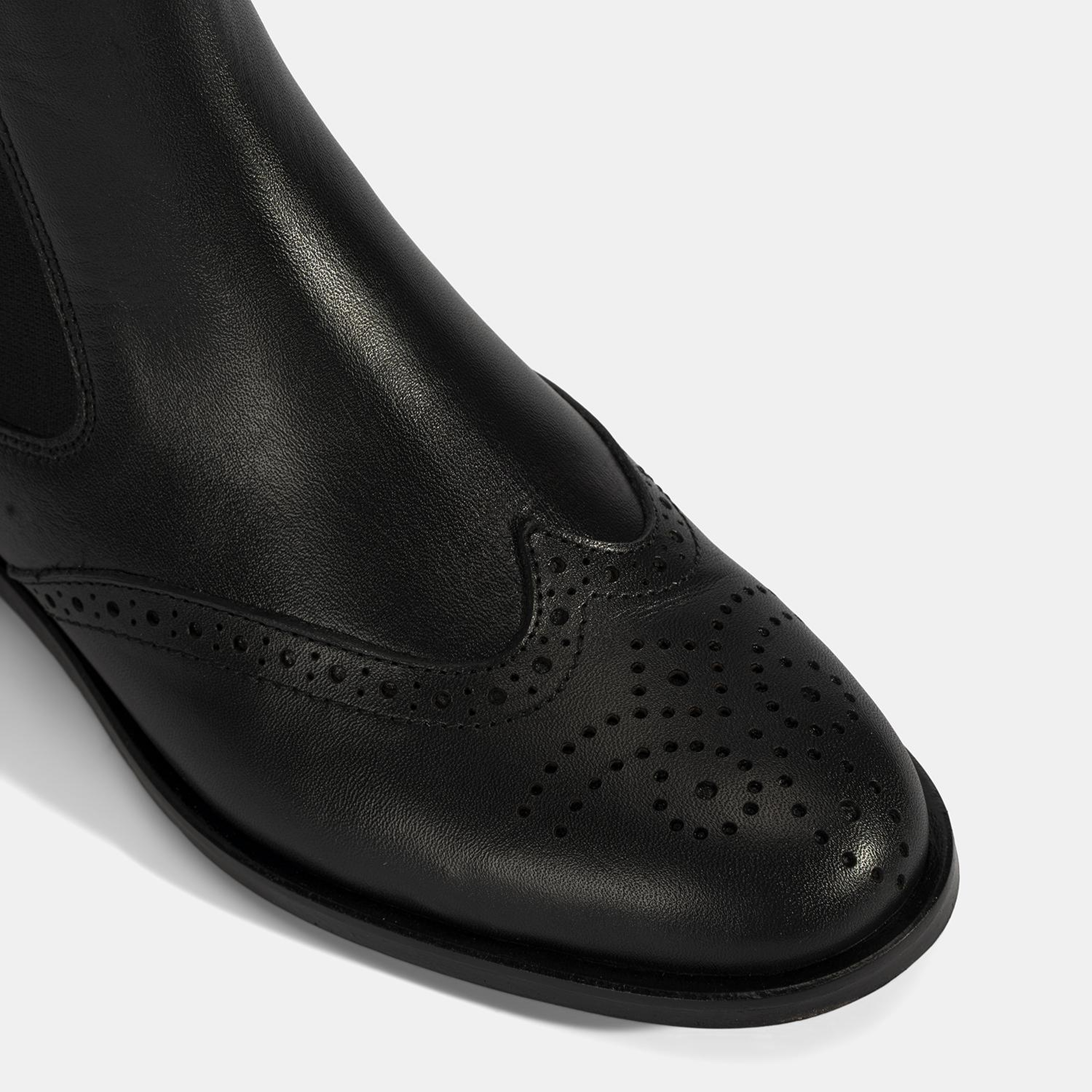 Kadın Turuncu Astar Detaylı Siyah Chelsea Deri Bot