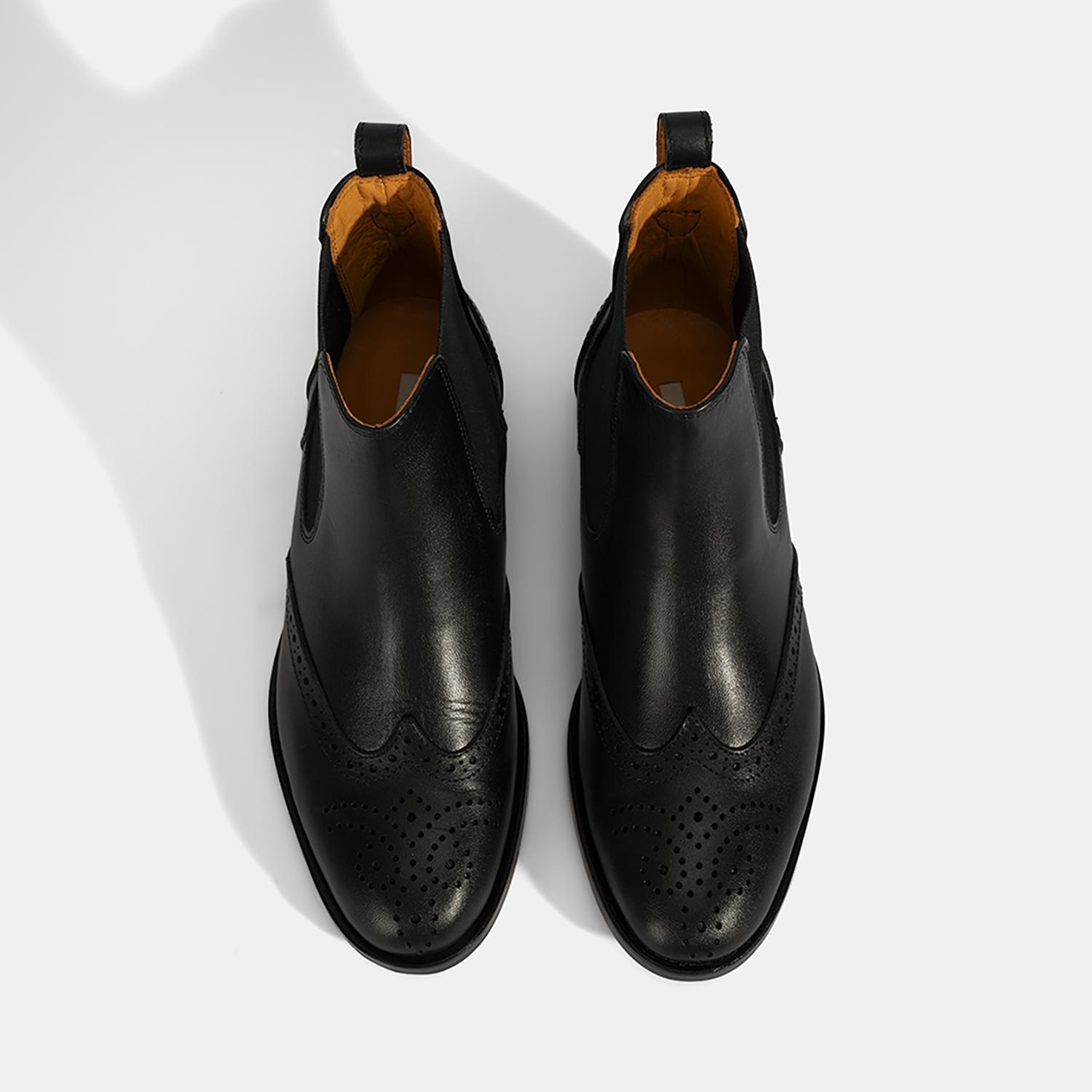 Kadın Turuncu Astar Detaylı Siyah Chelsea Deri Bot