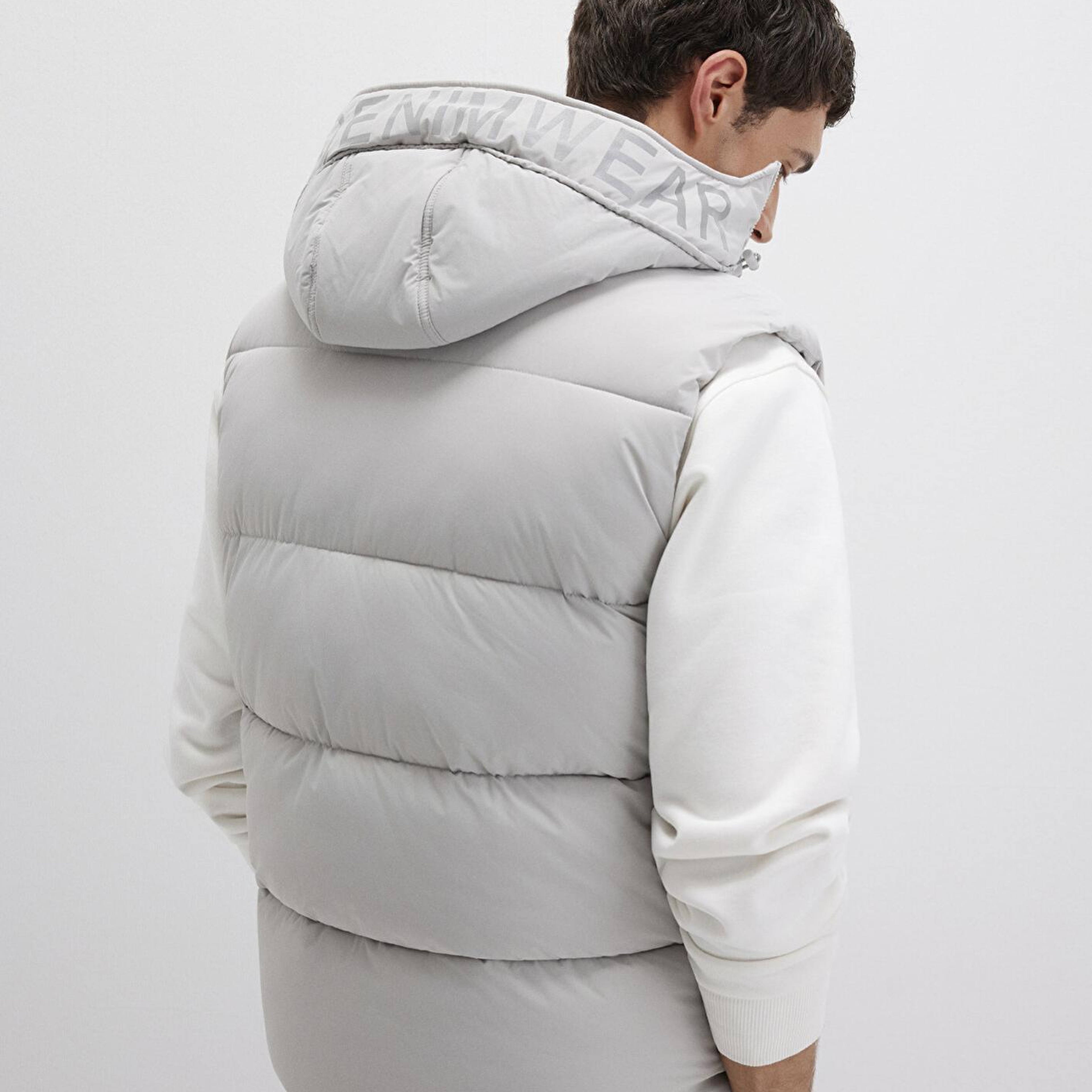 Mavi Kapüşonlu Açık Gri Şişme Yelek Regular Fit / Normal Kesim 0110089-70075