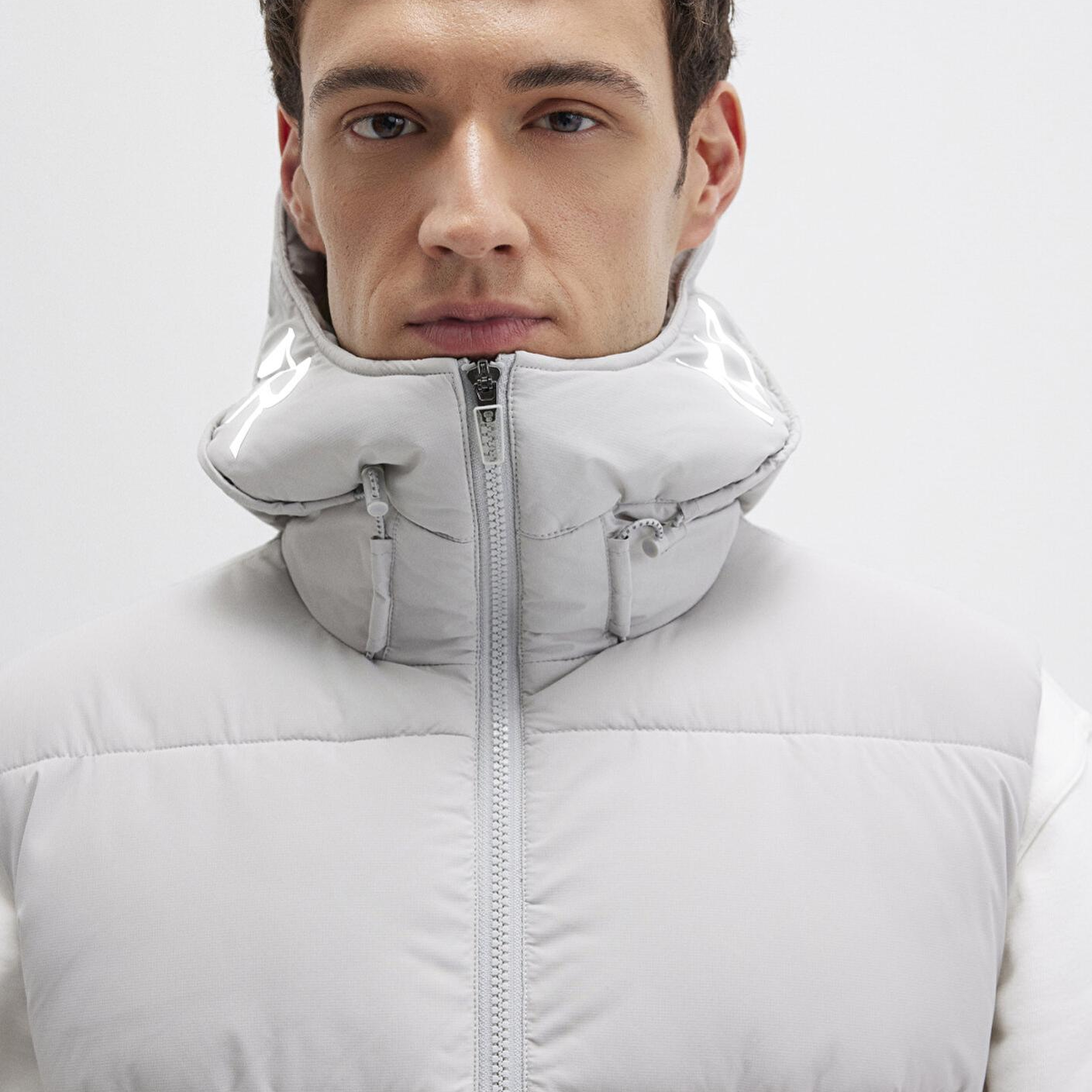 Mavi Kapüşonlu Açık Gri Şişme Yelek Regular Fit / Normal Kesim 0110089-70075