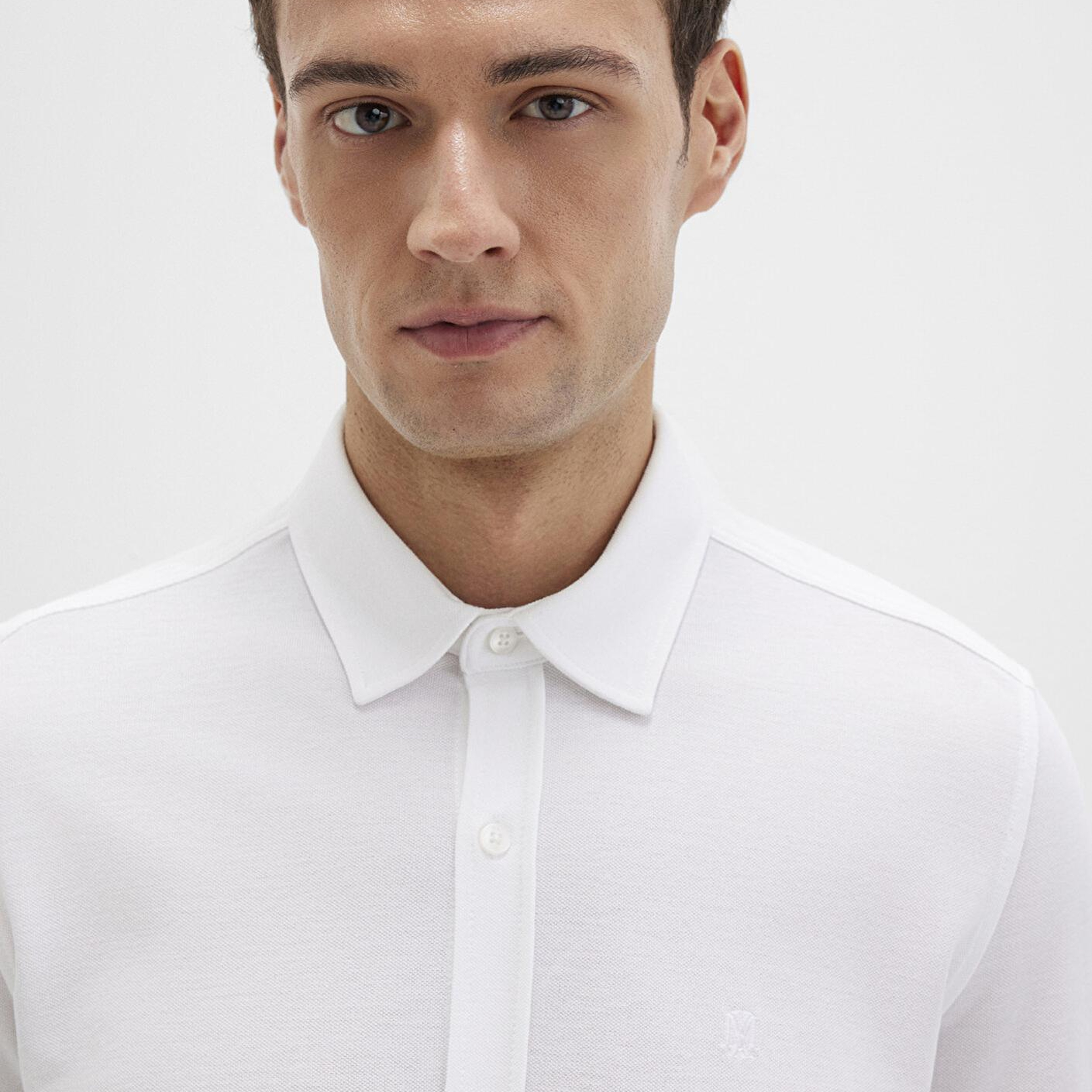 Mavi Beyaz Örme Gömlek Fitted / Vücuda Oturan Kesim 0210294-620