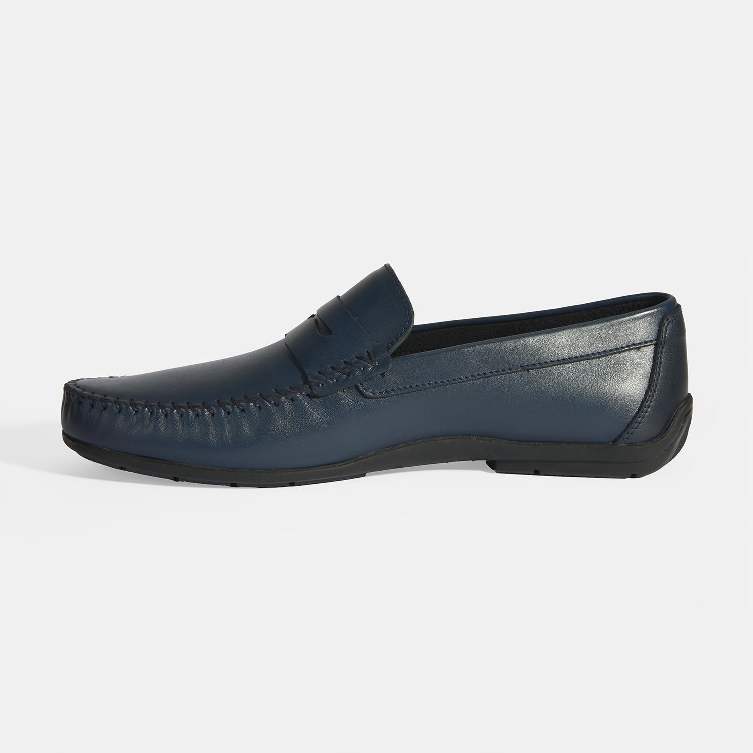 Jovian Lacivert Erkek Deri Slip-On Loafer