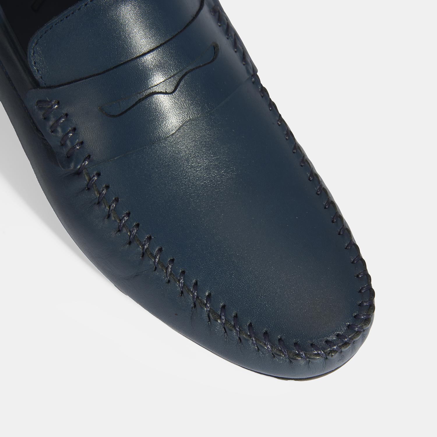 Jovian Lacivert Erkek Deri Slip-On Loafer