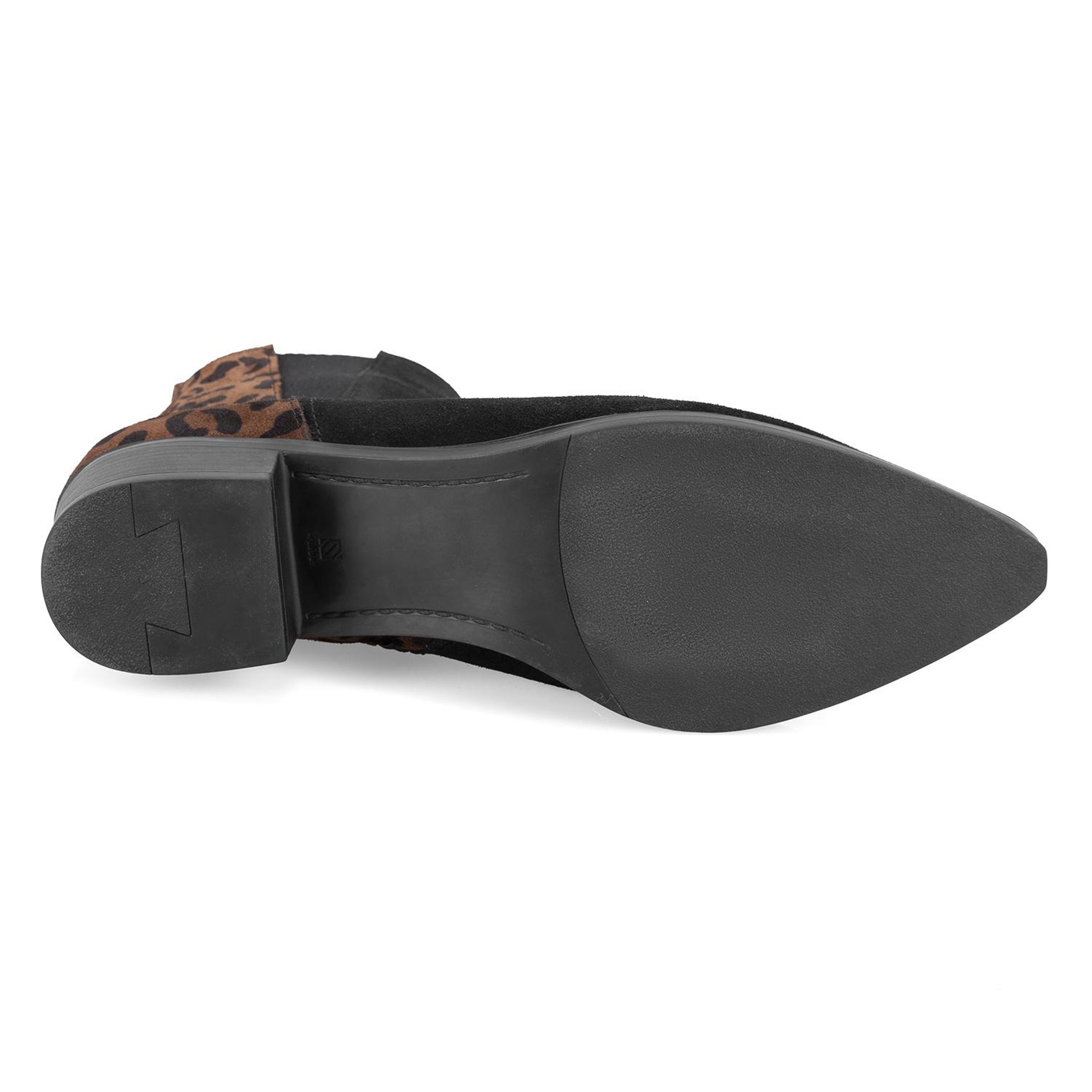 Mena Siyah Kadın Leopar Baskılı Deri Bot