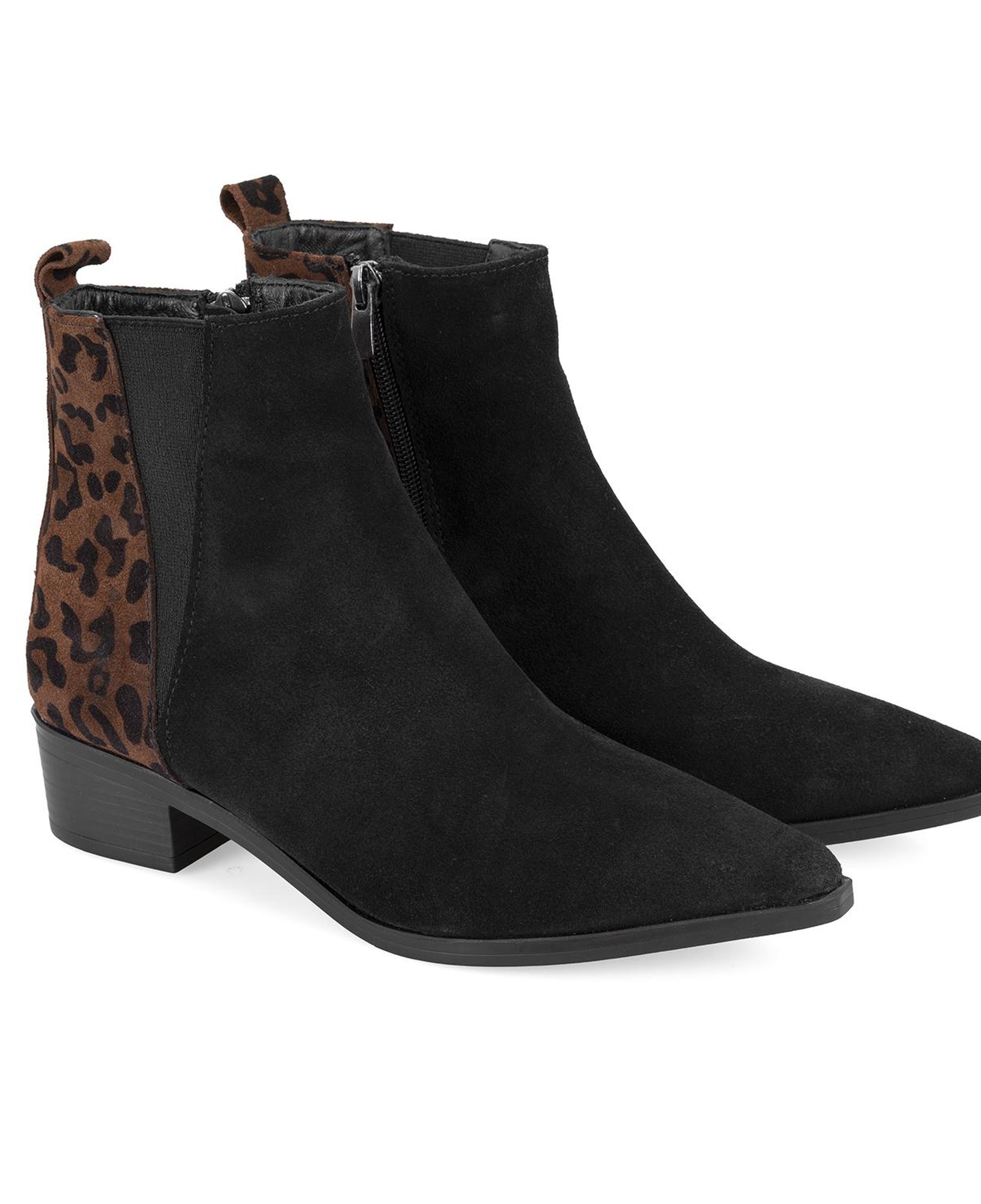 Mena Siyah Kadın Leopar Baskılı Deri Bot