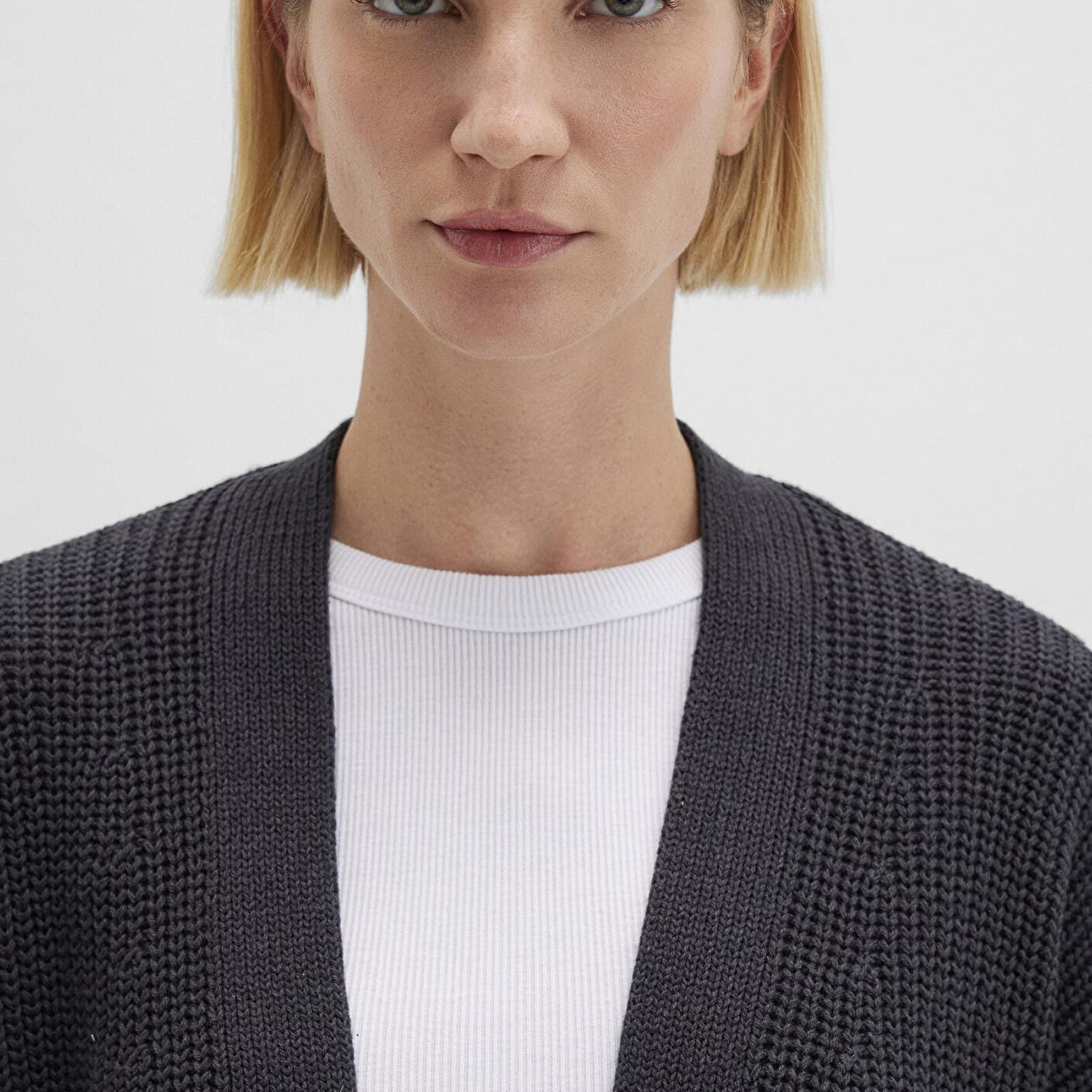 Mavi Uzun Antrasit Hırka Oversize / Geniş Kesim 1710118-80023