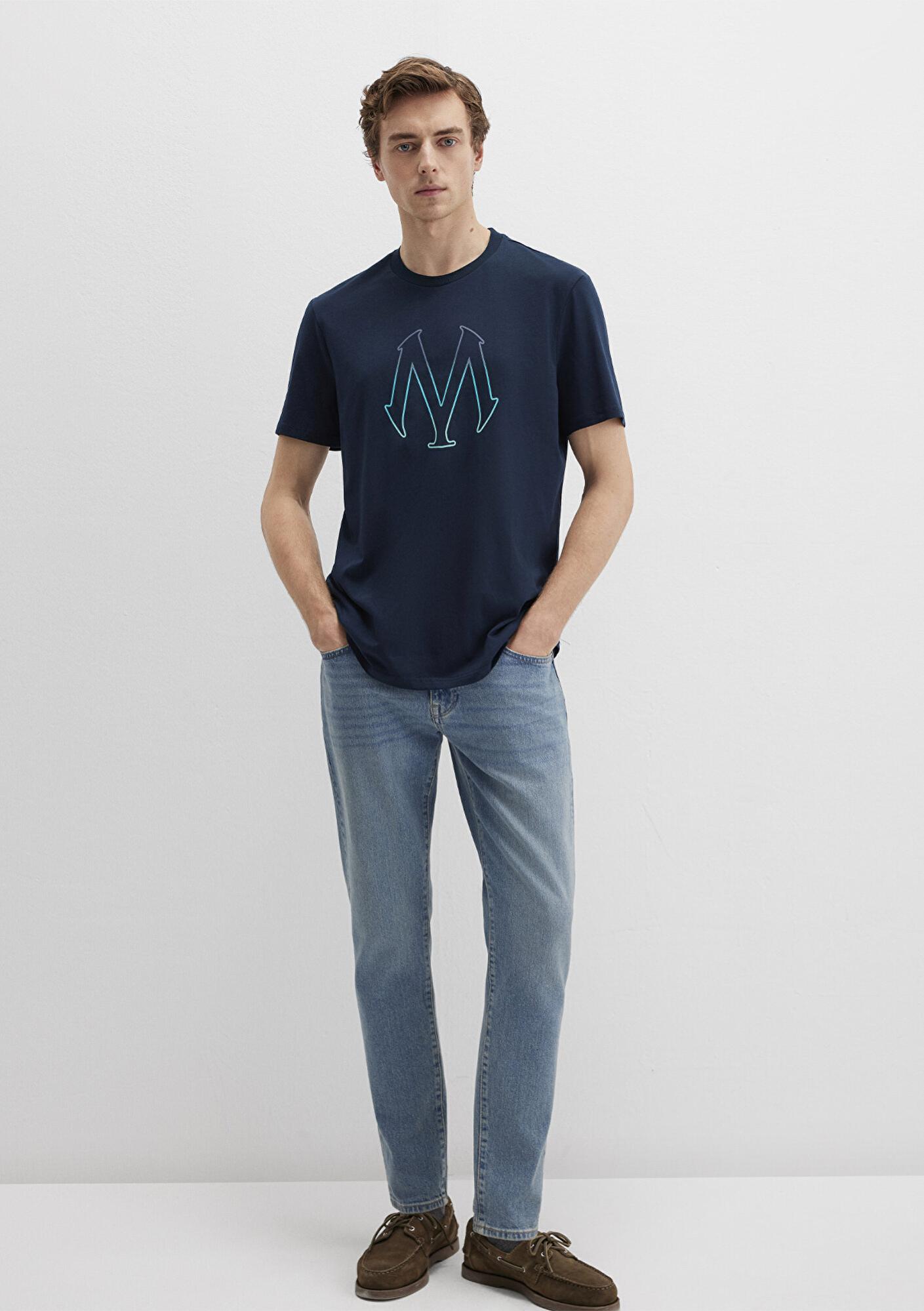 Mavi Mavi Logo Baskılı Lacivert Tişört Regular Fit / Normal Kesim 0610635-70490