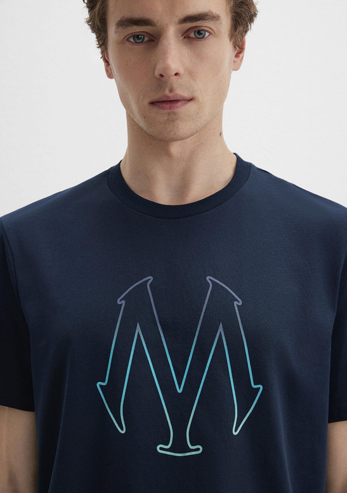 Mavi Mavi Logo Baskılı Lacivert Tişört Regular Fit / Normal Kesim 0610635-70490